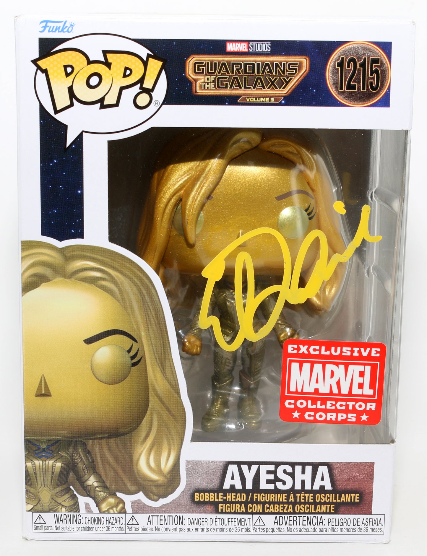 
                  
                    Elizabeth Debicki as Ayesha in Guardians of the Galaxy Vol. 3 Marvel Collector Corps Exclusive (JSA) Signed Funko POP! #1215
                  
                