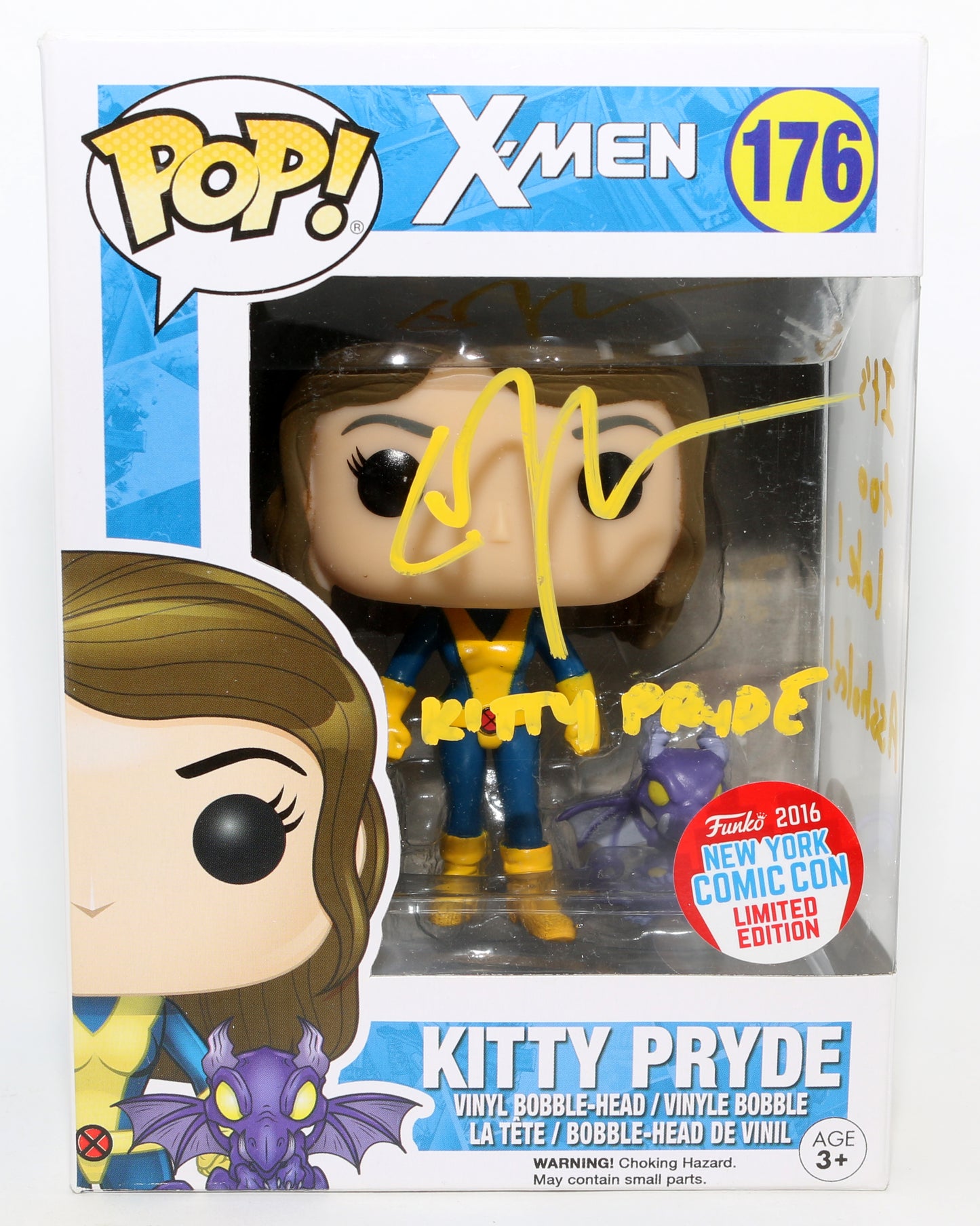 
                  
                    Elliot Page as Kitty Pryde in X-Men 2016 New York Comic Con Exclusive (JSA) Signed Funko POP! #176 with Character Name & Quote
                  
                