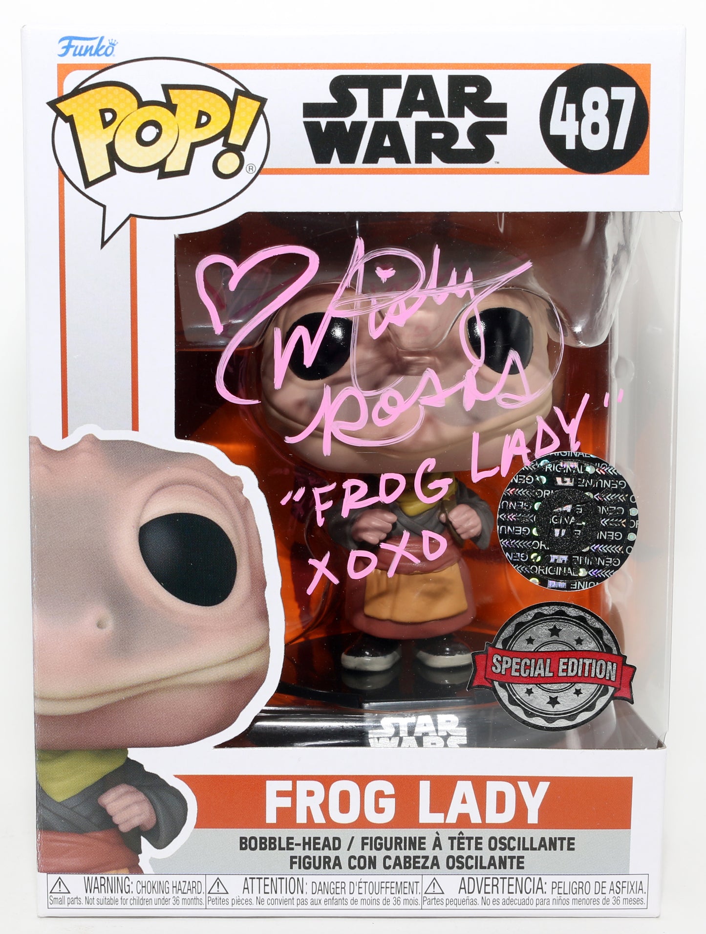 
                  
                    Misty Rosas as the Frog Lady in Star Wars: The Mandalorian Special Edition Nerdy Terdy Gang Exclusive Signed Funko POP! #487 with Character Name
                  
                