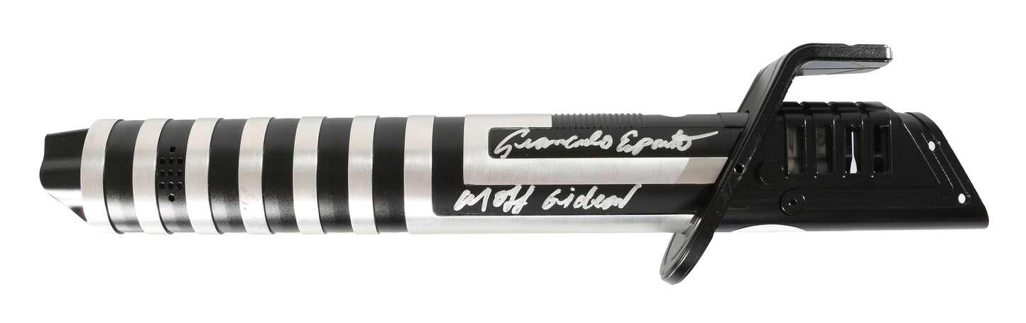 
                  
                    The Darksaber from Star Wars: The Mandalorian Prop Replica by Argo Sabers Signed by Giancarlo Esposito & Katee Sackhoff with Character Names
                  
                