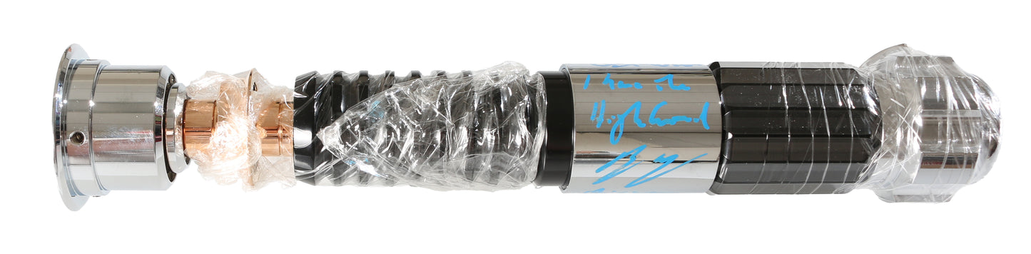 
                  
                    Obi-Wan from Star Wars: Revenge of the Sith & The Clone Wars Prop Replica Lightsaber by Argo Sabers Signed by James Arnold Taylor & Ewan McGregor with Character Names & Quote
                  
                
