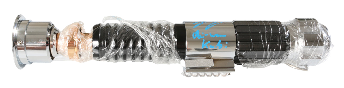 
                  
                    Obi-Wan from Star Wars: Revenge of the Sith & The Clone Wars Prop Replica Lightsaber by Argo Sabers Signed by James Arnold Taylor & Ewan McGregor with Character Names & Quote
                  
                
