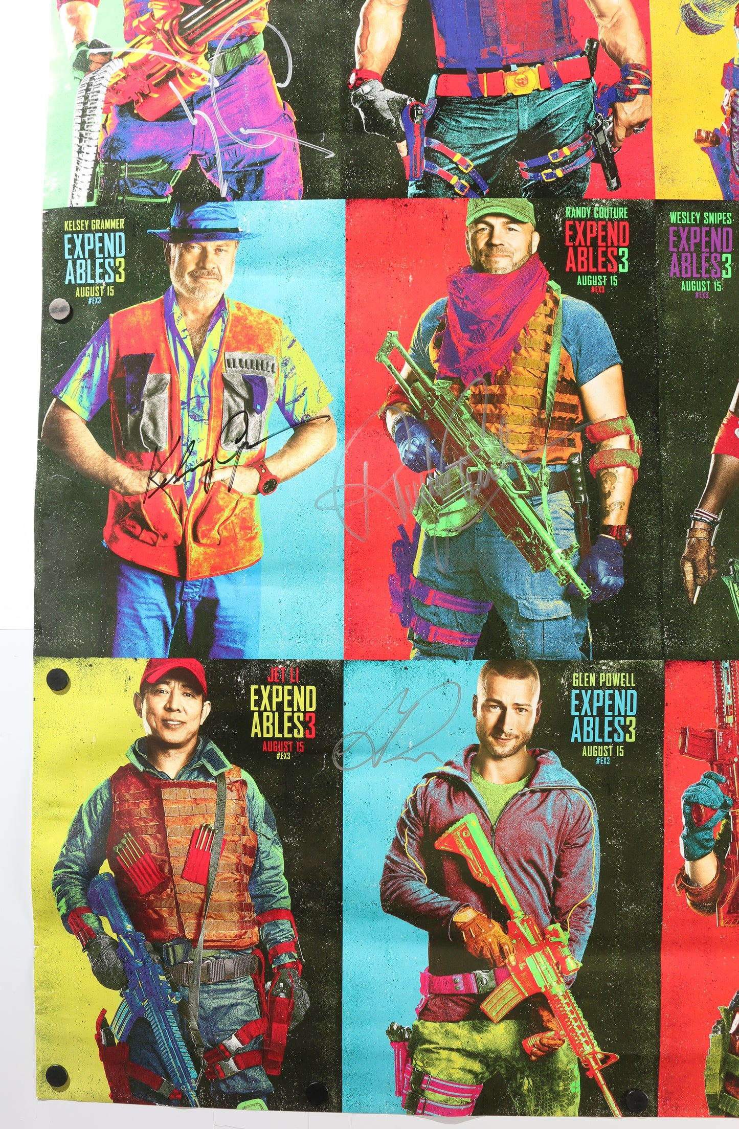 
                  
                    The Expendables 3 32x47 Poster Cast Signed by Mel Gibson, Dolph Lundgren, Ronda Rousey, Kellen Lutz, Victor Ortiz, Terry Crews, Kelsey Grammar, Randy Coulture, Wesley Snipes, Glen Powell, & Director: Patrick Hughes
                  
                