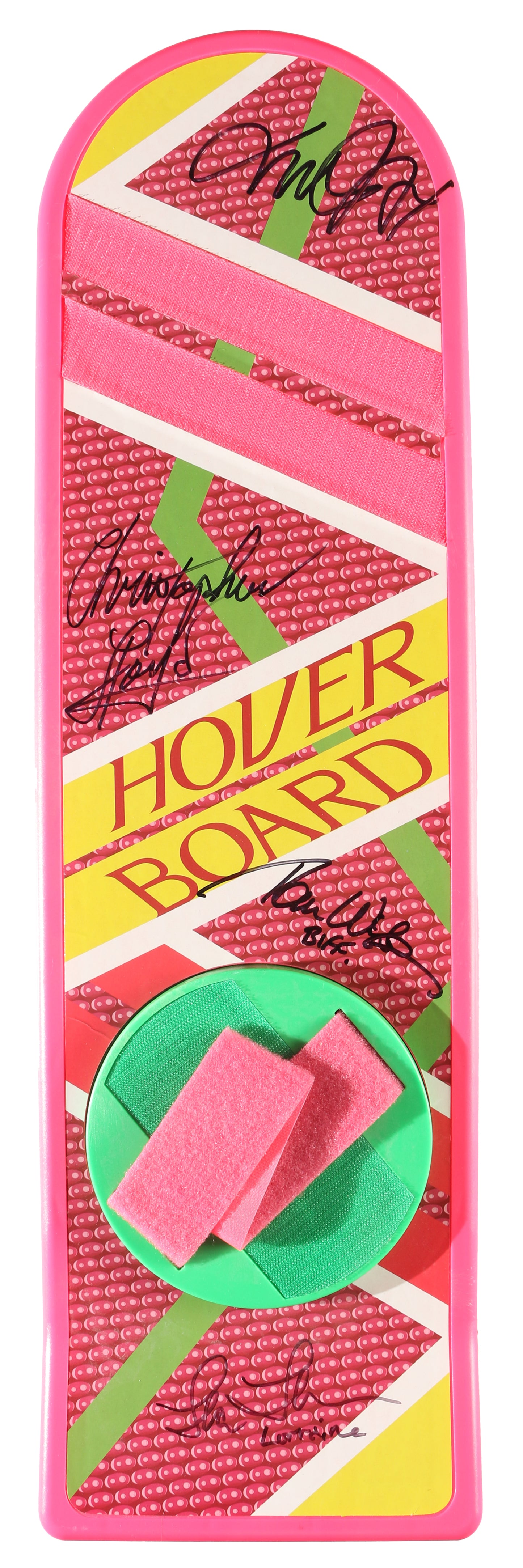 
                  
                    Back to the Future Part II 1:1: Scale Prop Replica Hoverboard Cast Signed by Michael J. Fox, Christopher Lloyd, Lea Thompson, & Tom Wilson with Character Names
                  
                