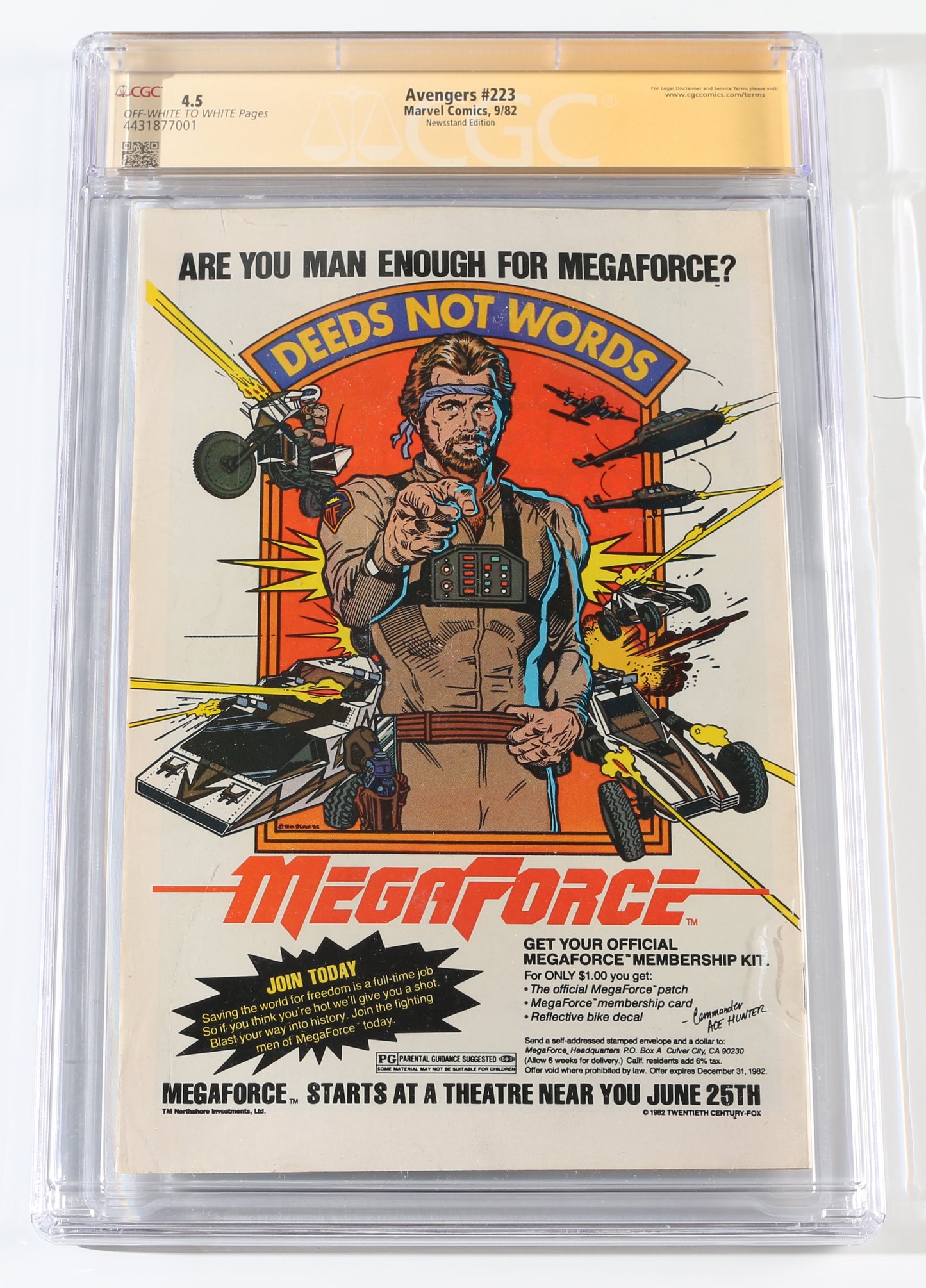 
                  
                    Avengers #223 - Jeremy Renner as Clint Barton / Hawkeye & Paul Rudd as Scott Lang / Ant-Man (CGC Signature Series 4.5) 1982
                  
                