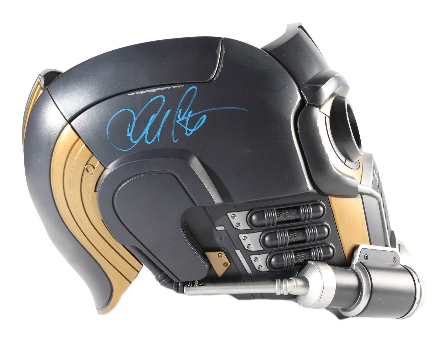
                  
                    Chris Pratt as Star-Lord in Guardians of the Galaxy (Beckett) Signed Hasbro Legends Series Prop Replica Helmet
                  
                