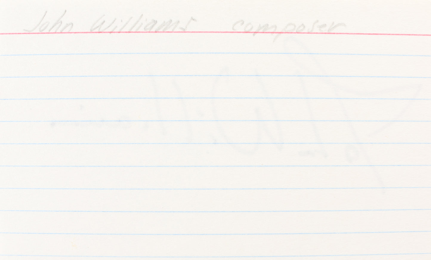 
                  
                    John Williams Composer of Star Wars, Indiana Jones, Superman, Harry Potter, Jurassic Park, Jaws, E.T. The Extra Terrestrial, & More Signed 5x3 Index Card
                  
                