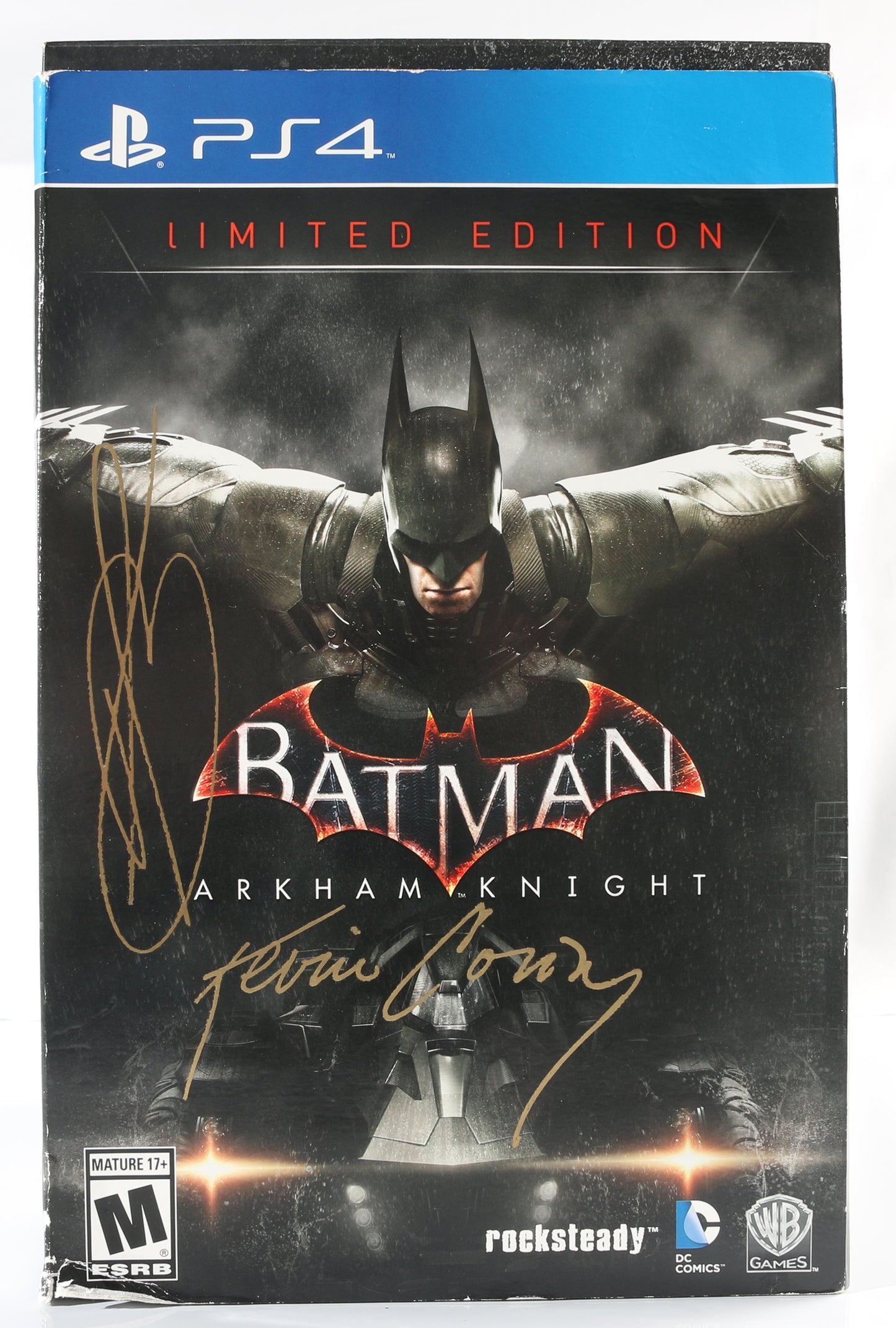 
                  
                    Batman: Arkham Knight Limited Edition PS4 Game Signed by Kevin Conroy, Troy Baker, Loren Lester, Tara Strong, Carlos Alazraqui, Grey DeLisle, Nolan North, Courtenay Taylor, & Keith Silverstein
                  
                
