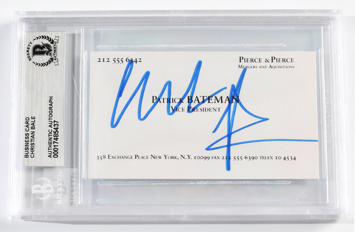 
                  
                    Christian Bale as Patrick Bateman in American Psycho (Beckett Slabbed) Prop Replica Business Card
                  
                
