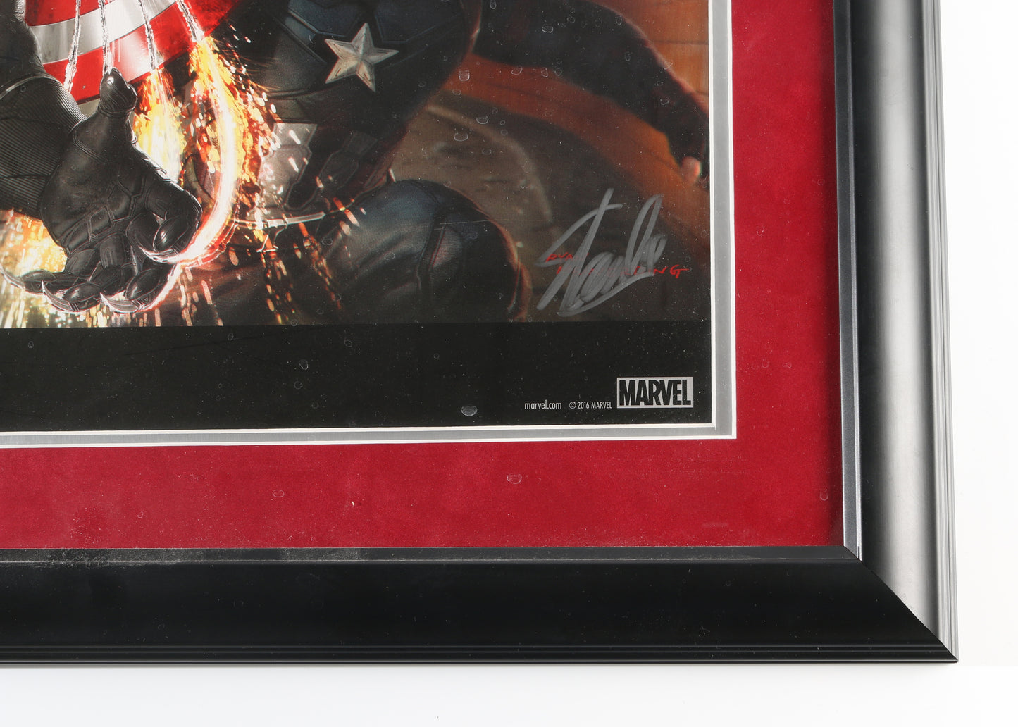 
                  
                    Captain America: Civil War 13x20 Mini Poster Framed Signed by Marvel Comics Creator Stan Lee
                  
                