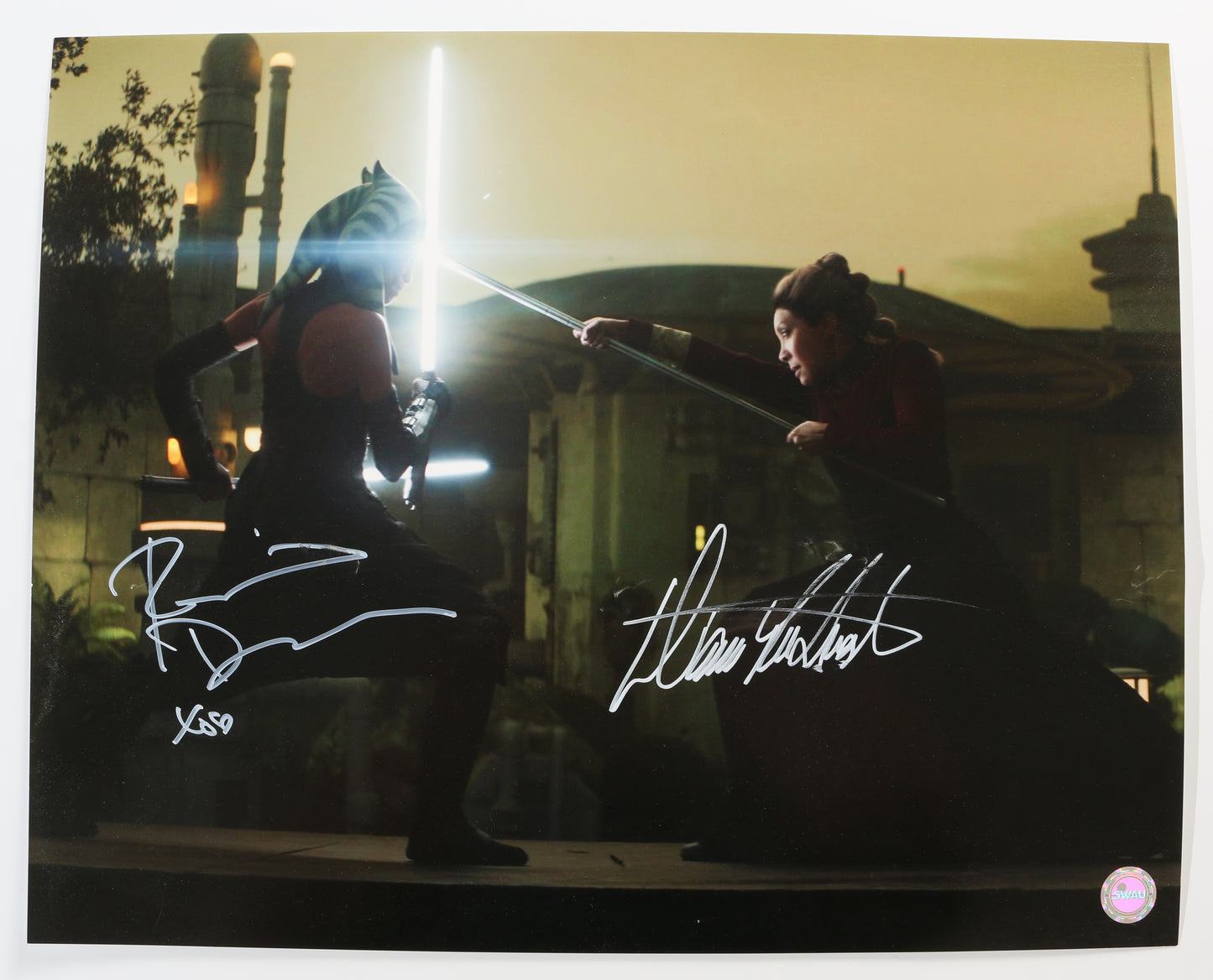 
                  
                    Rosario Dawson as Ahsoka Tano vs. Diana Lee Inosanto as Morgan Elsbeth in Star Wars: The Mandalorian (SWAU) Signed 16x20 Photo
                  
                