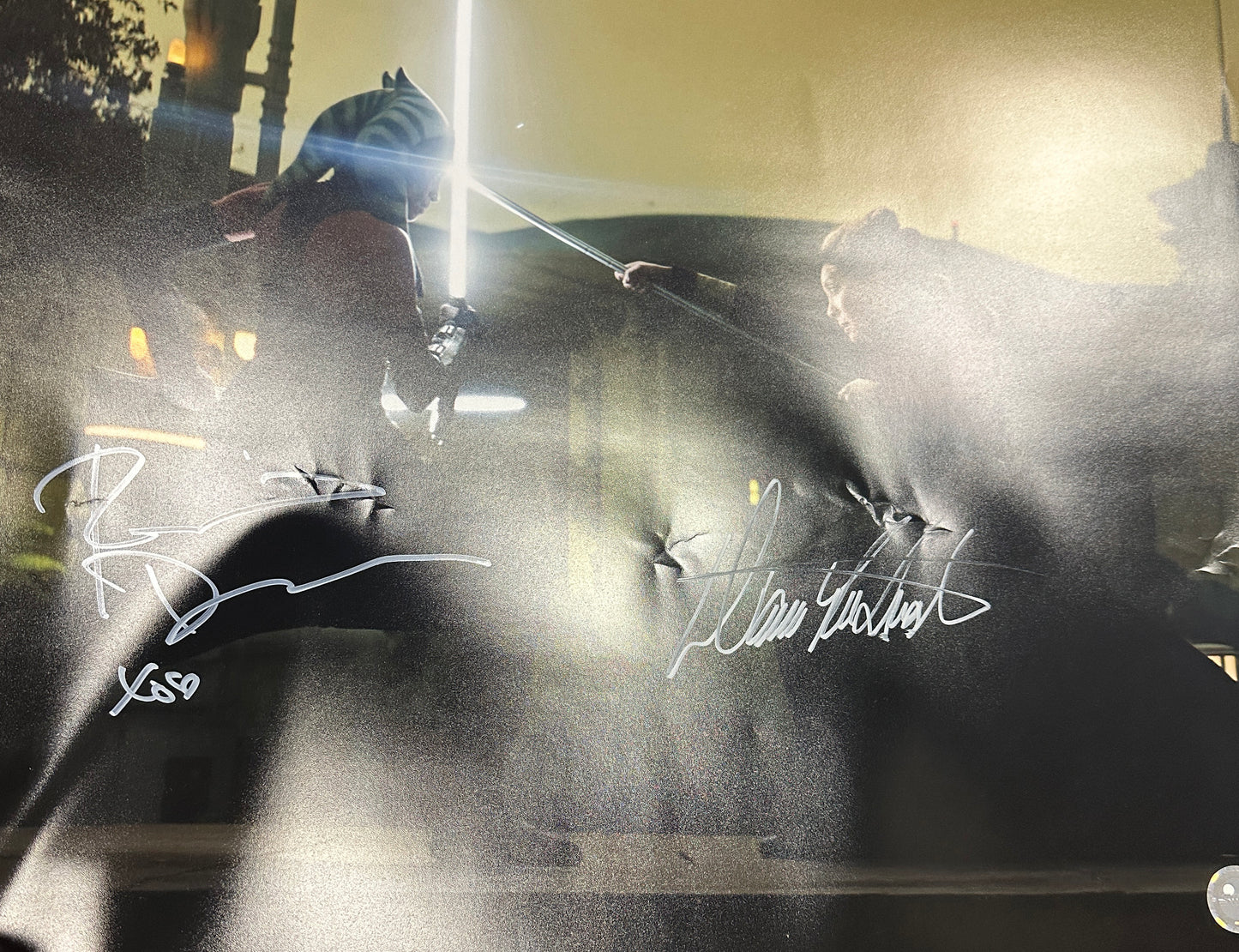 
                  
                    Rosario Dawson as Ahsoka Tano vs. Diana Lee Inosanto as Morgan Elsbeth in Star Wars: The Mandalorian (SWAU) Signed 16x20 Photo
                  
                