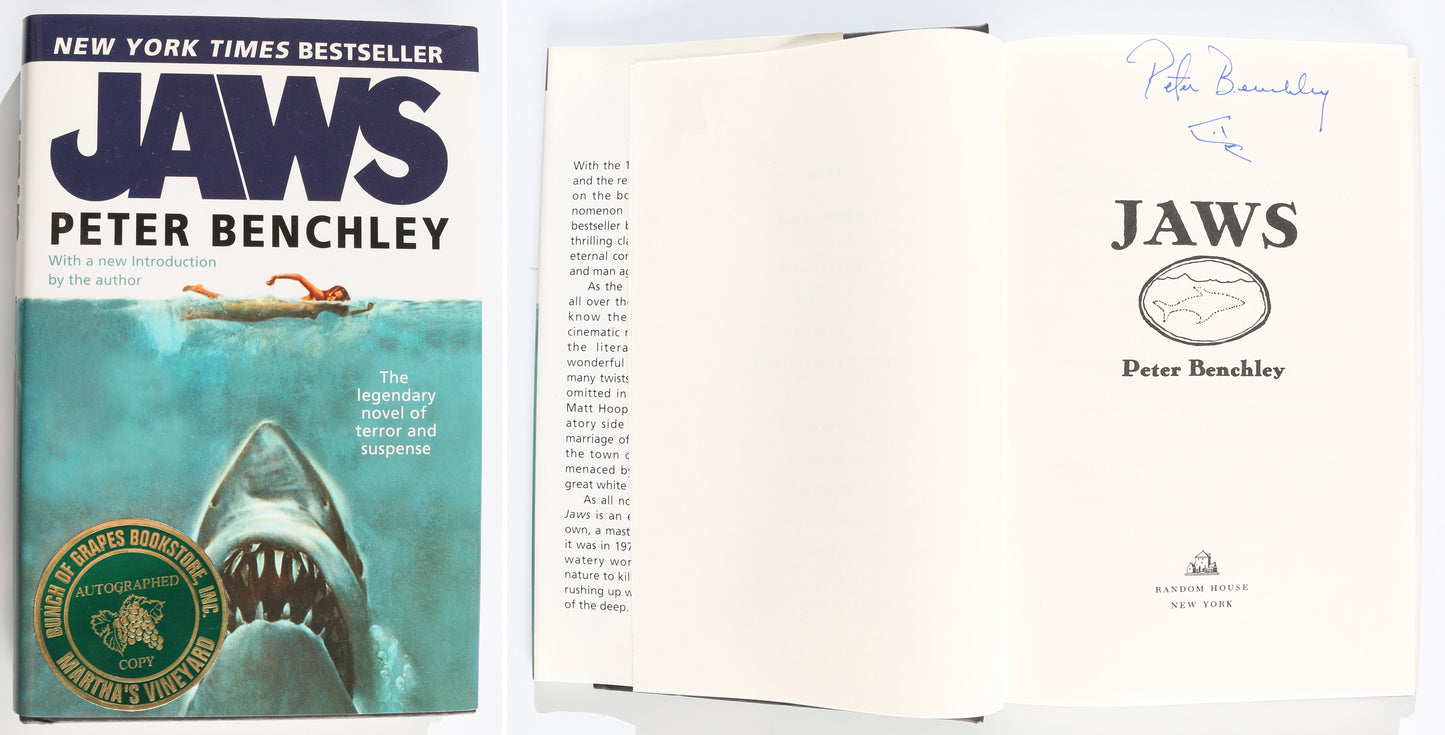 
                  
                    Peter Benchley Jaws Author Signed Hardcover Book with Shark Sketch
                  
                