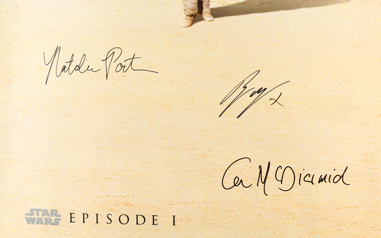 
                  
                    Natalie Portman as Padmé Amidala, Ewan McGregor as Obi-Wan Kenobi, & Ian McDiarmid as Palpatine / Darth Sidious in Star Wars Episode I: The Phantom Menace (Official Pix / Beckett Witnessed) Signed 27x40 Poster
                  
                