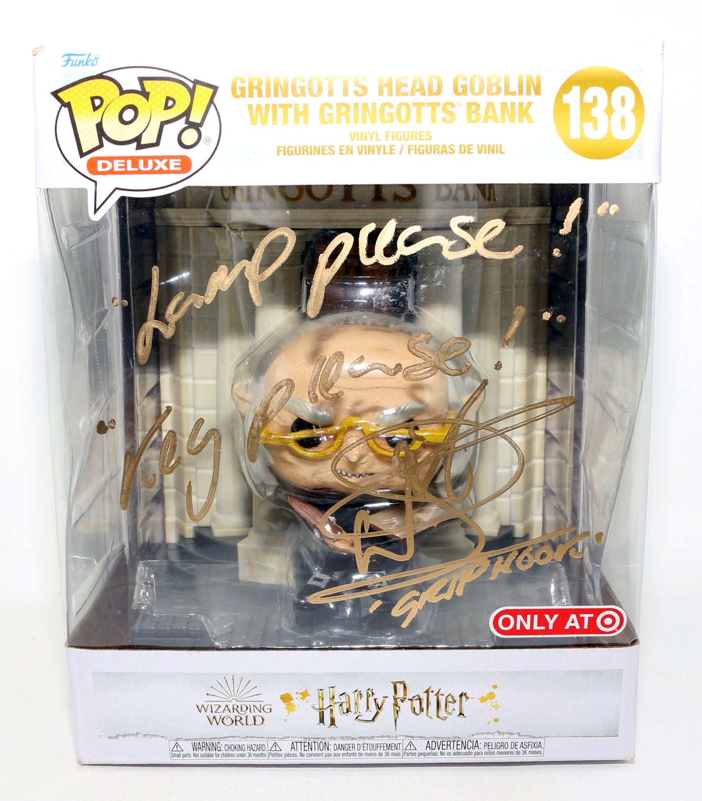 
                  
                    Warwick Davis as Head Goblin / Griphook in Harry Potter & the Sorcerer's Stone Target Exclusive Signed Funko POP! with Character Name & Quote
                  
                