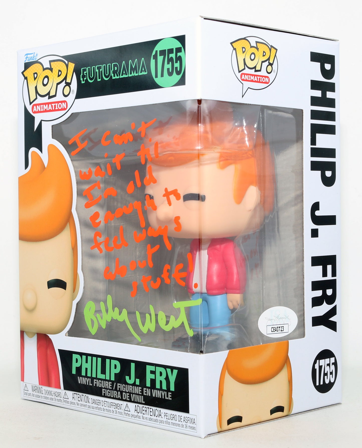 
                  
                    Billy West as Philip J. Fry in Futurama (JSA) Signed Funko POP! #1755 with Quote
                  
                
