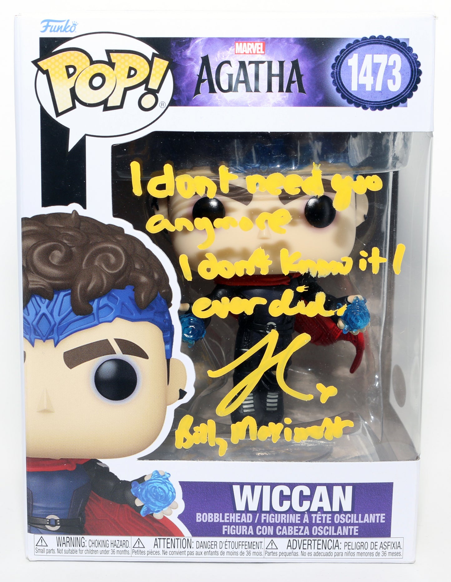 
                  
                    Joe Locke as Wiccan in Agatha All Along (JSA) Signed Funko POP! #1473 with Character Names & Quote
                  
                