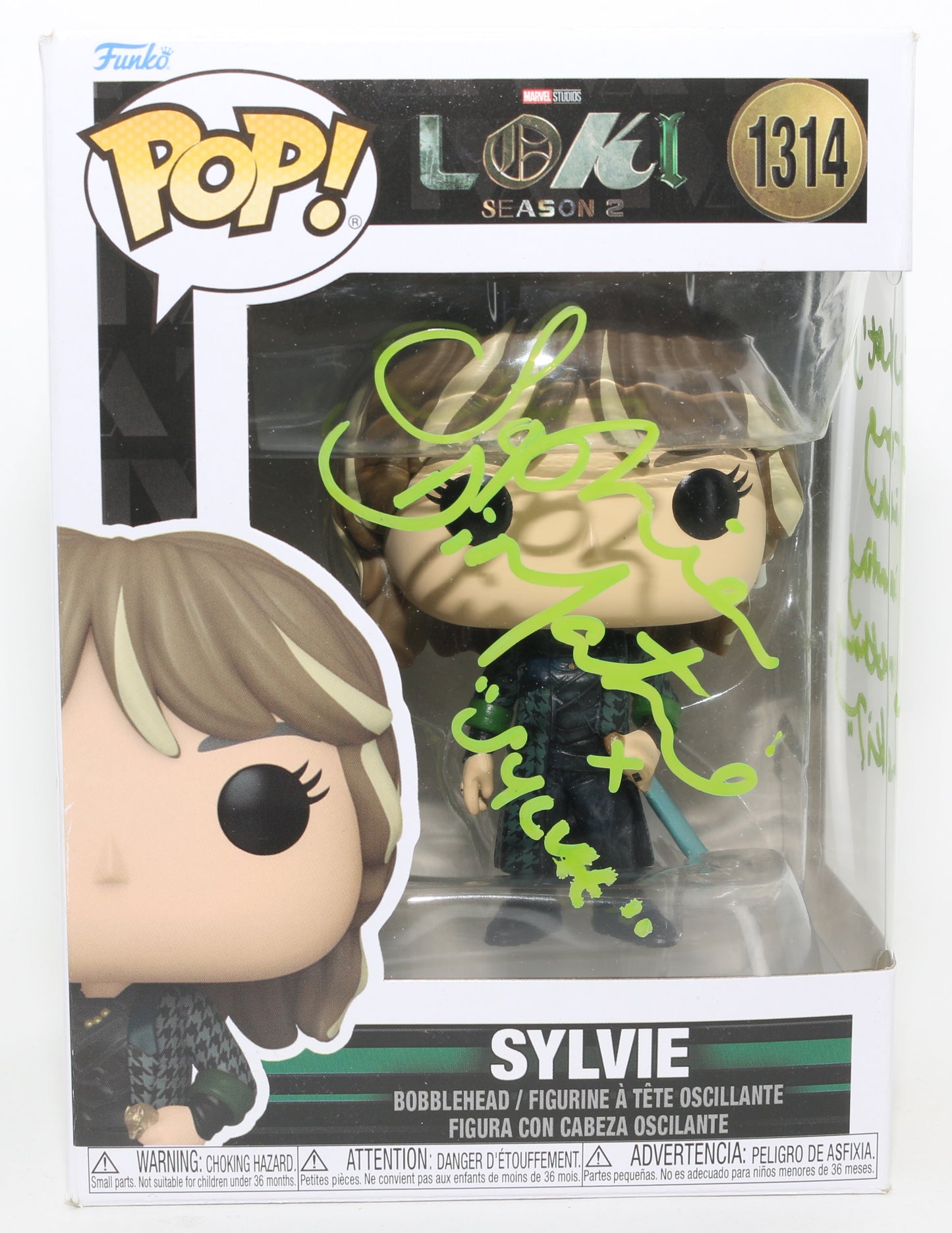 
                  
                    Sophia Di Martino as Sylvie in Loki Signed Funko POP! #1314 with Character Name & Quote
                  
                