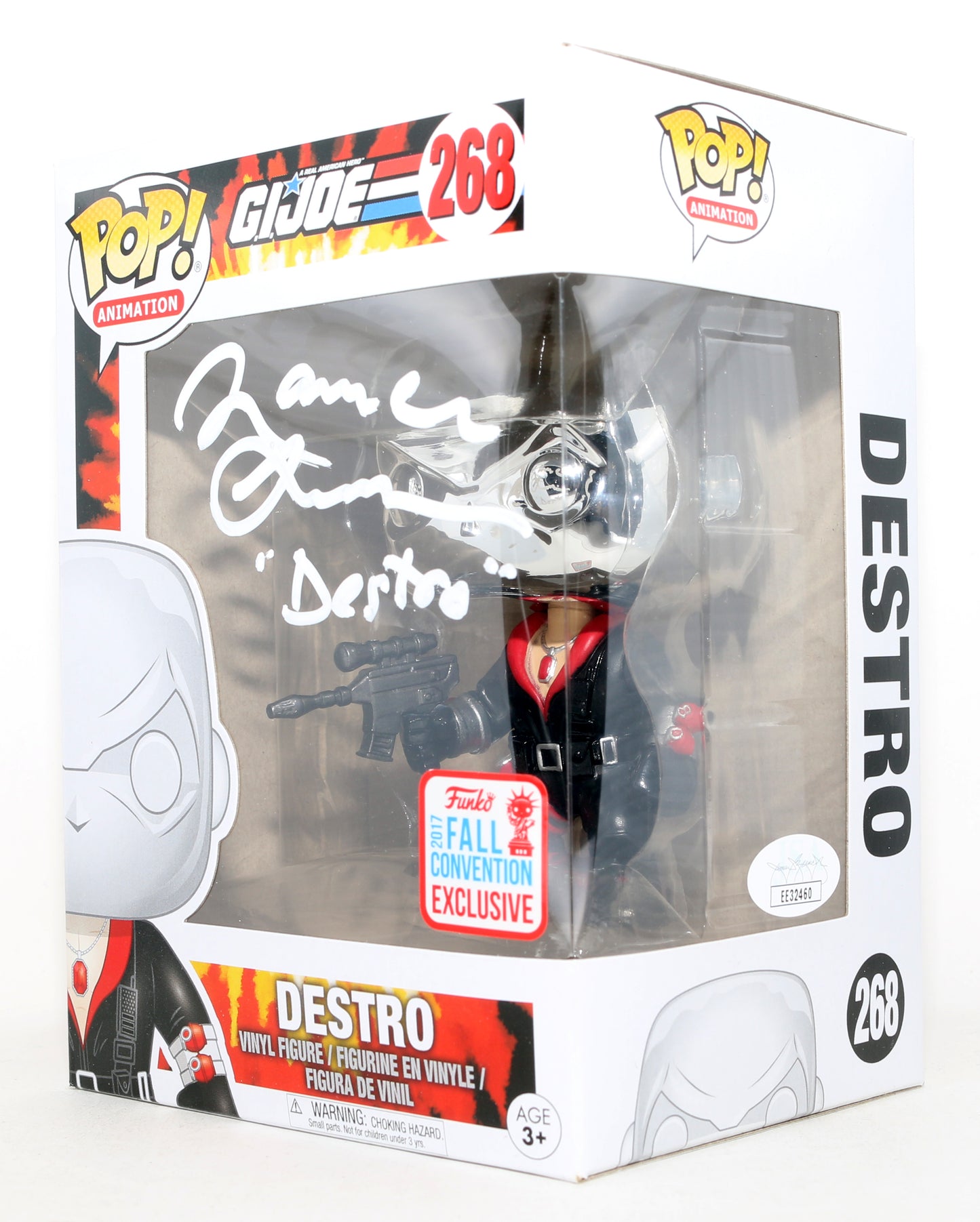 
                  
                    Maurice LaMarche as Destro in G.I. Joe: A Real American Hero 2017 Fall Convention Exclusive (JSA) Signed Funko POP! #268 with Character Name
                  
                