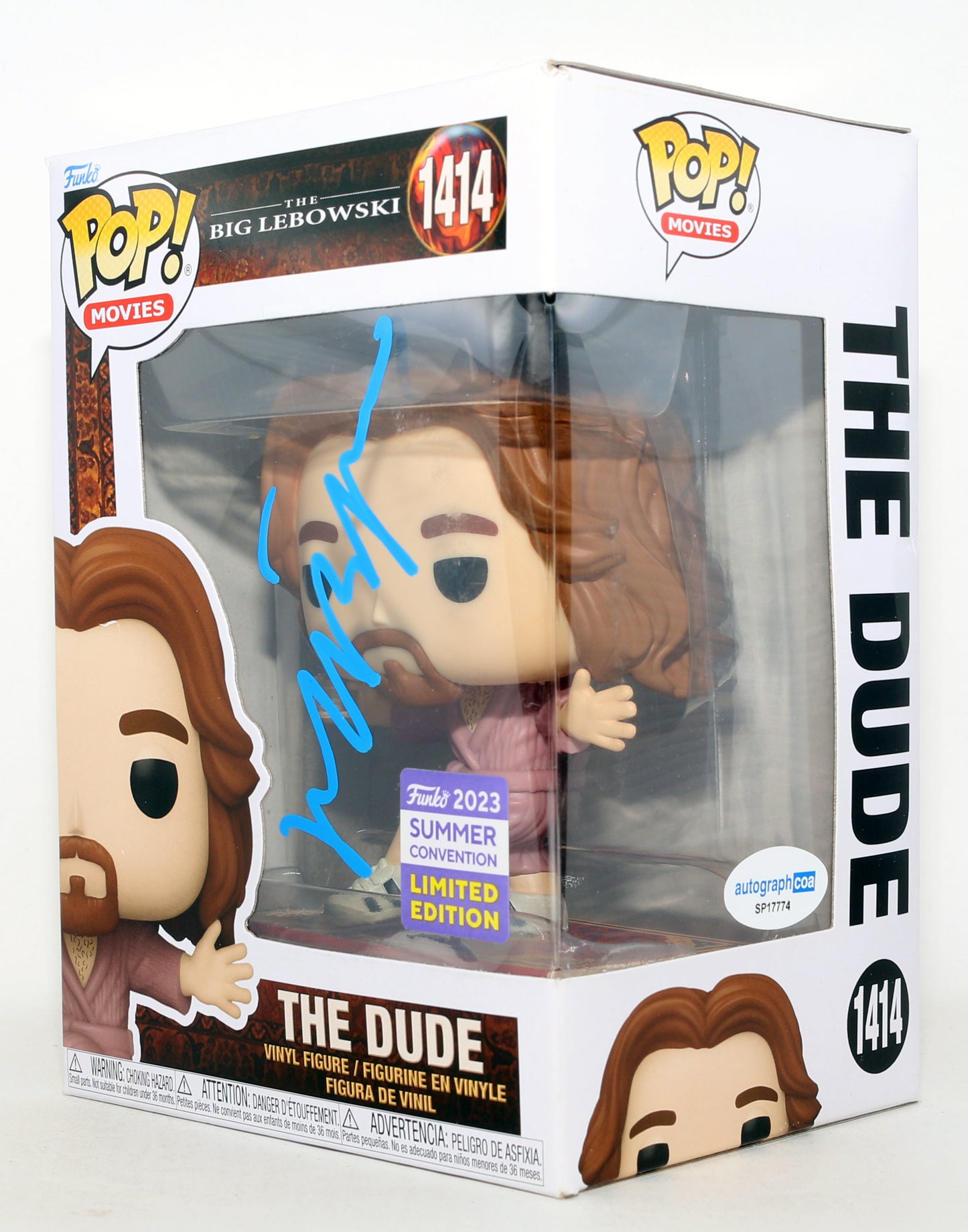 
                  
                    Jeff Bridges as Jeffrey 'The Dude' Lebowski in The Big Lebowski 2023 Summer Convention Limited Edition Signed Funko POP! #1414
                  
                