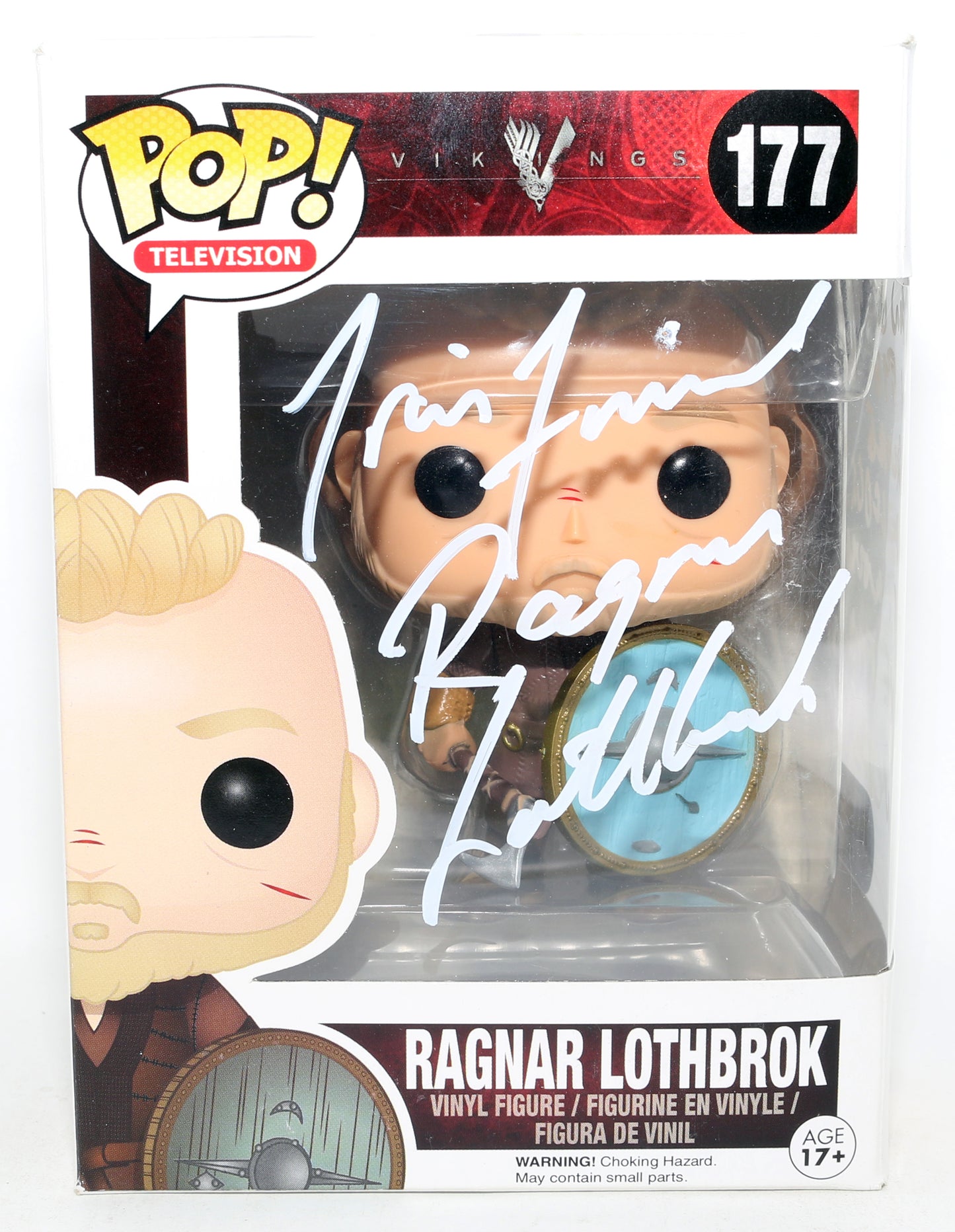 
                  
                    Travis Fimmel as Ragnar Lothbrok in Vikings (SWAU) Signed Funko POP! #177 with Character Name & Quote
                  
                