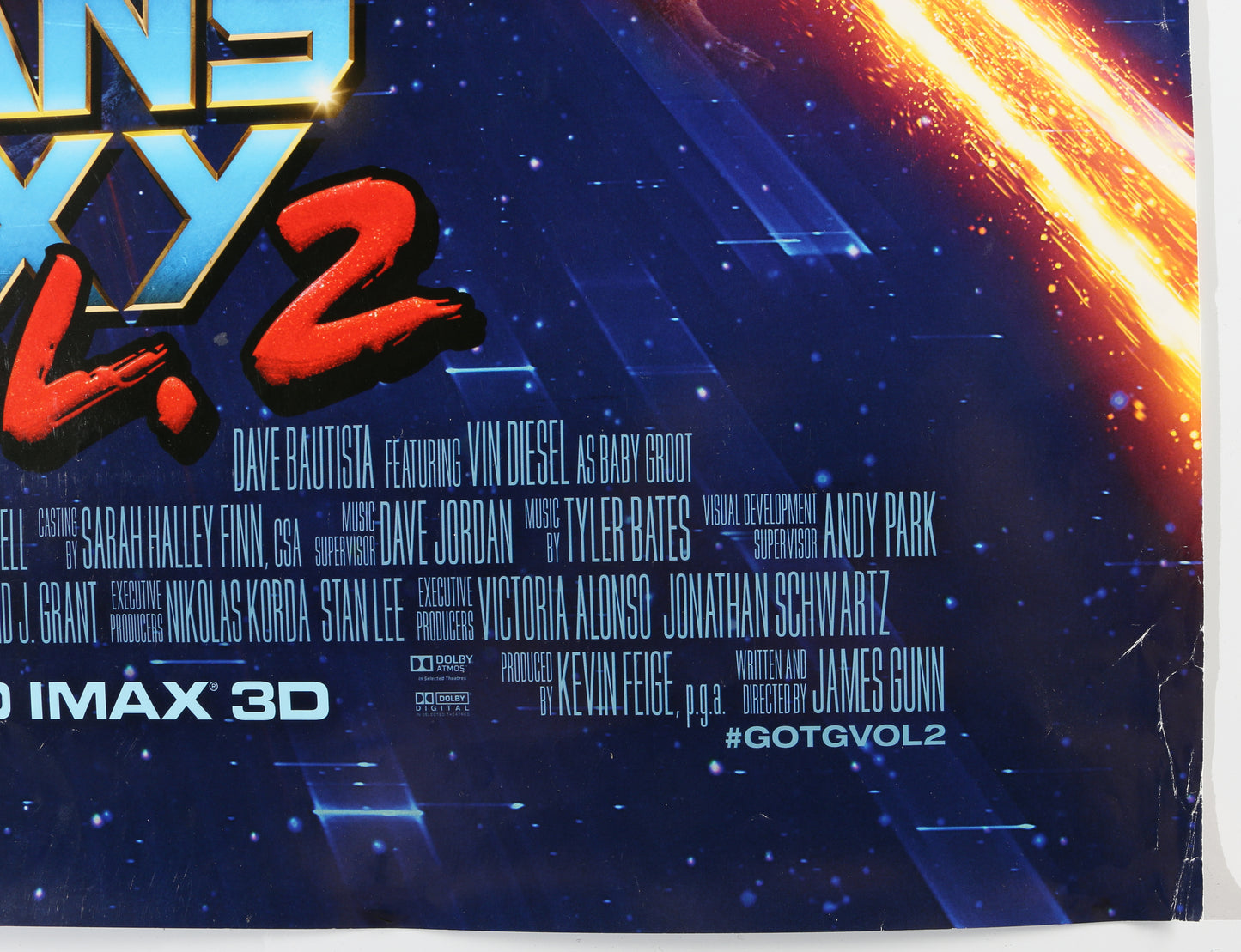 
                  
                    Guardians of the Galaxy Vol. 2 27x40 Poster (SWAU / Beckett Witnessed) Cast Signed by Chris Pratt, Zoe Saldaña, Dave Bautista, Sean Gunn, Karen Gillan, Michael Rooker, Pom Klementieff, James Gunn, & Kurt Russell
                  
                