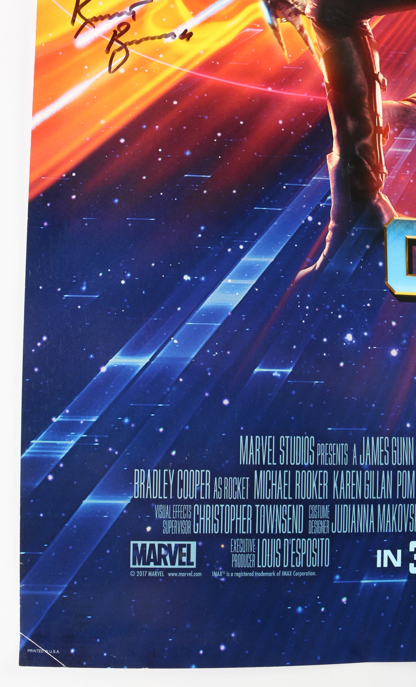 
                  
                    Guardians of the Galaxy Vol. 2 27x40 Poster (SWAU / Beckett Witnessed) Cast Signed by Chris Pratt, Zoe Saldaña, Dave Bautista, Sean Gunn, Karen Gillan, Michael Rooker, Pom Klementieff, James Gunn, & Kurt Russell
                  
                