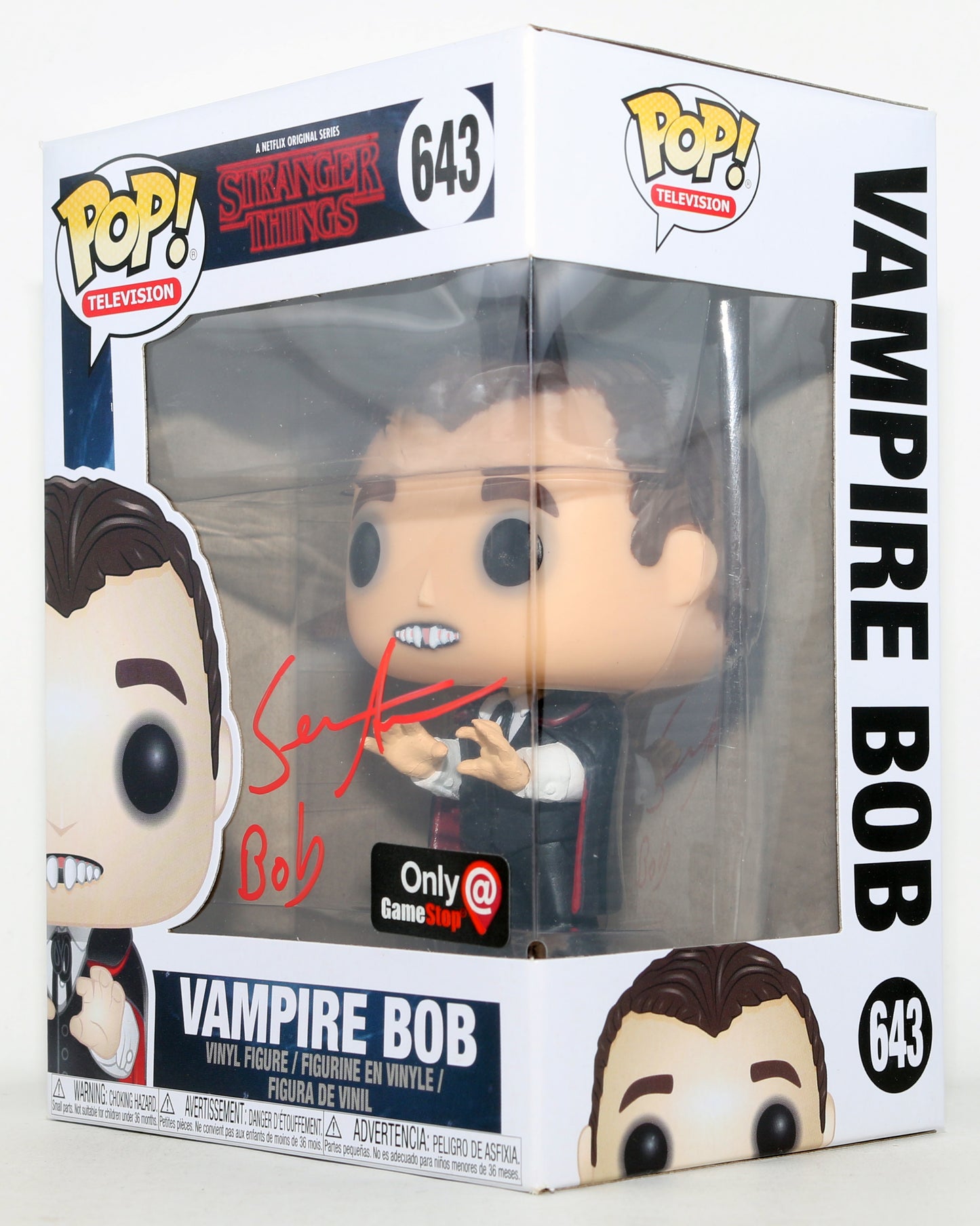 
                  
                    Sean Astin as Bob Newby in Stranger Things Game Stop Exclusive Signed Funko POP! #643 with Character Name
                  
                