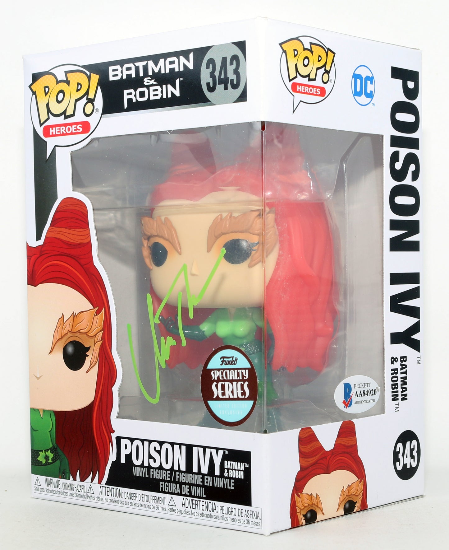 
                  
                    Uma Thurman as Poison Ivy in Batman & Robin Funko Specialty Series Limited Edition Exclusive (Beckett) Signed Funko POP! #343
                  
                