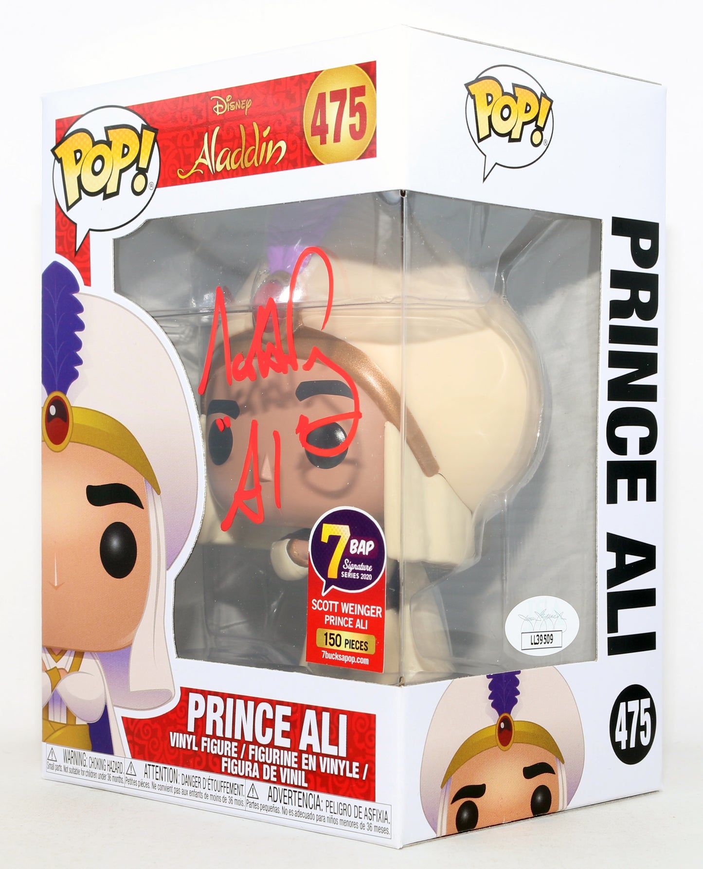 
                  
                    Scott Weinger as Aladdin / Prince Ali in Aladdin 7BAP Signature Series 2020 Limited to 150 Pieces (JSA) Signed Funko POP! #475 with Character Name
                  
                