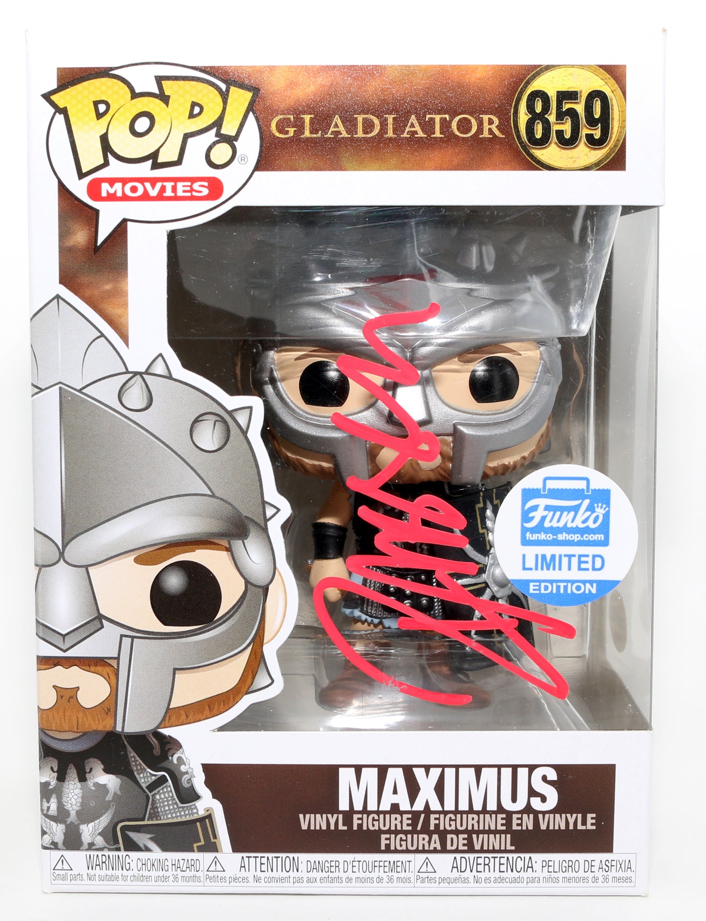 
                  
                    Russell Crowe as Maximus Decimus Meridius in Ridley Scott's Gladiator Funko Store Exclusive Signed Funko POP! #859
                  
                