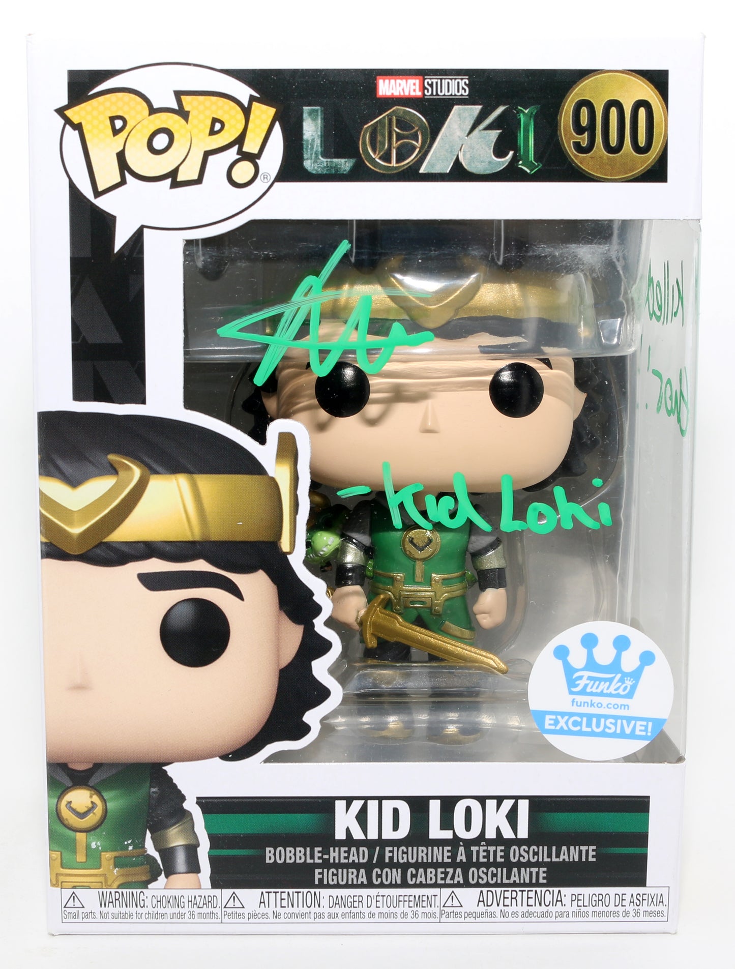 
                  
                    Jack Veal as Kid Loki in Loki Funko Store Exclusive Signed Funko POP! #900 with Character Name & Quote
                  
                