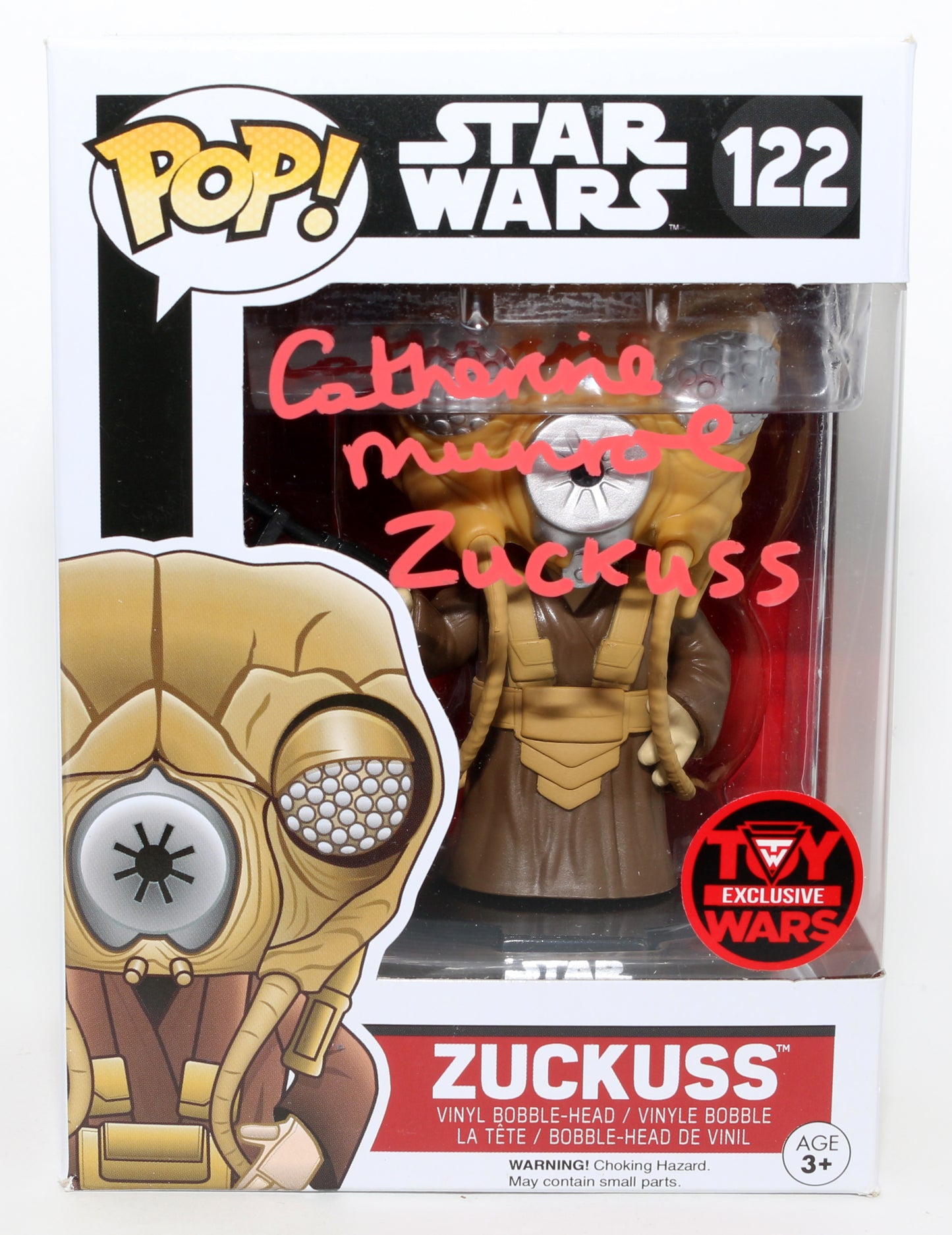 
                  
                    Cathy Munro as Zuckuss in Star Wars: The Empire Strikes Back Toy Wars Exclusive (Beckett) Signed Funko POP! #122 with Character Name
                  
                