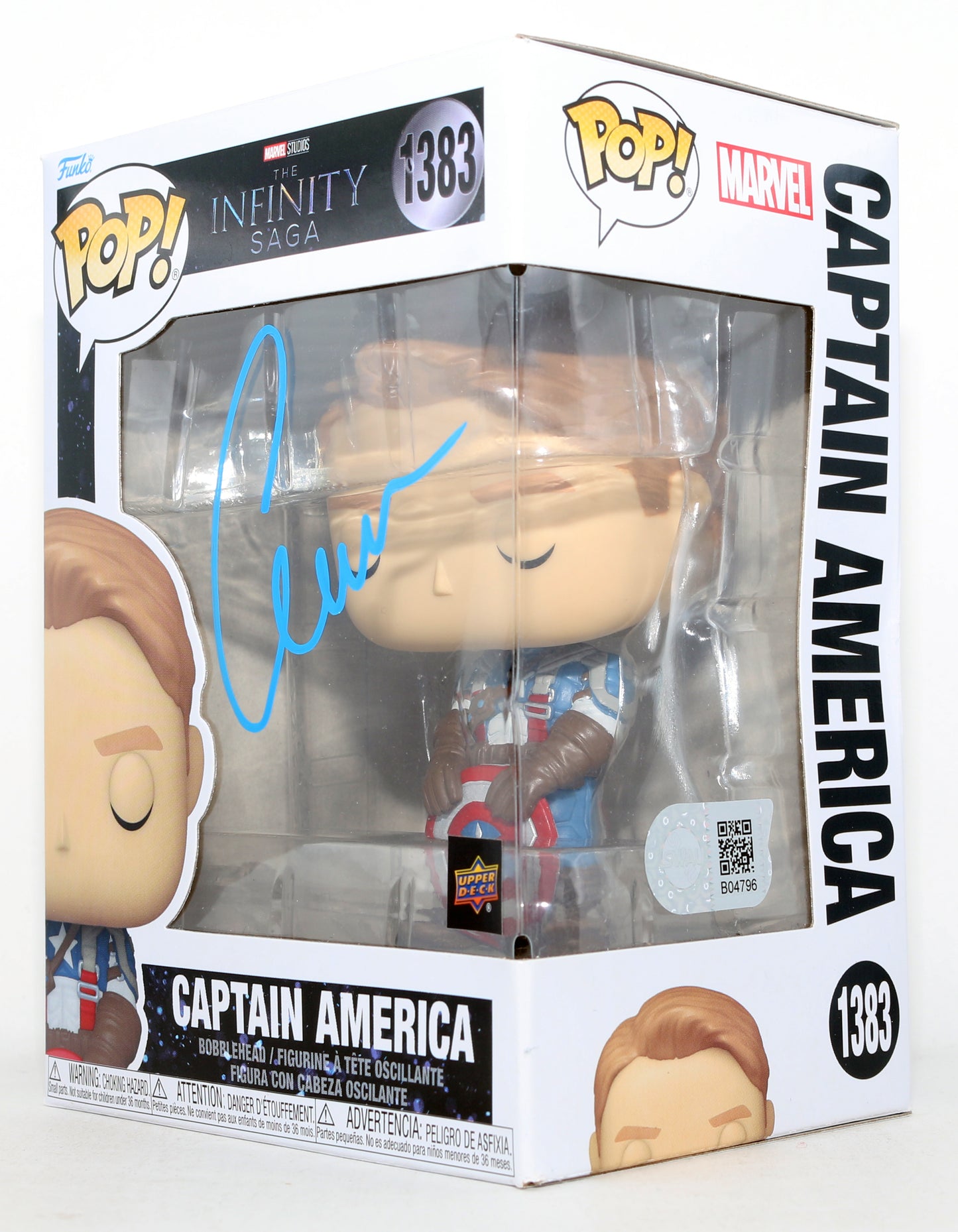 
                  
                    Chris Evans as Captain America in Avengers: Infinity War Upper Deck Exclusive (SWAU) Signed Funko POP! #1383
                  
                