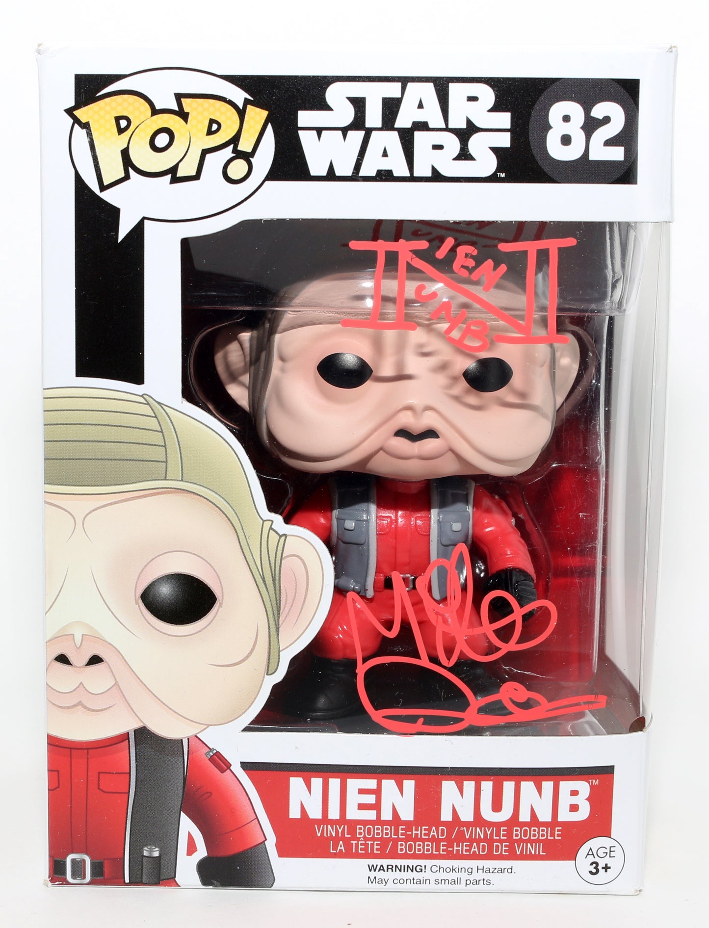 
                  
                    Mike Quinn as Nien Nunb in Star Wars: Return of the Jedi (Star Wars Topps Authentics) Signed Funko POP! #82 with Character Name
                  
                