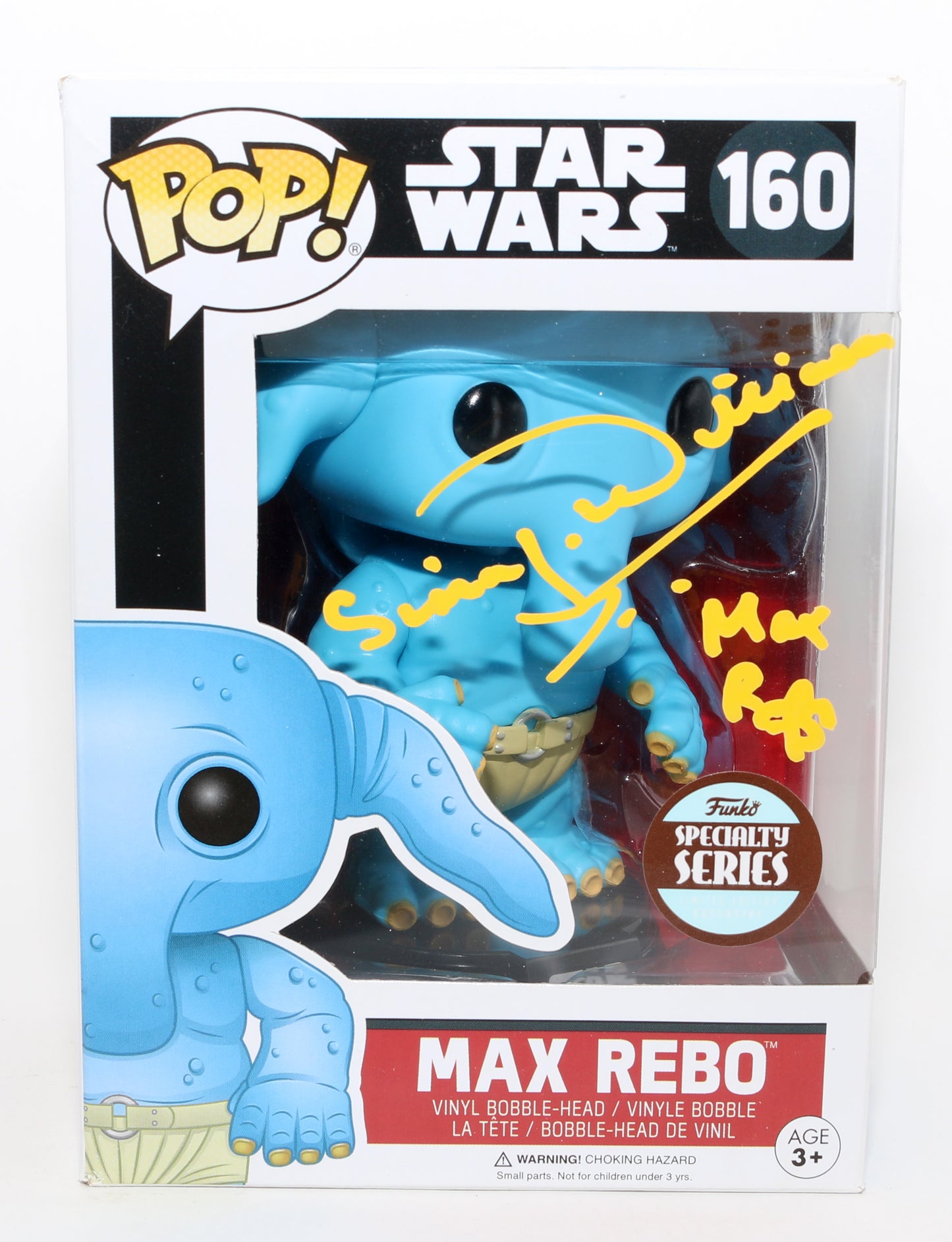 
                  
                    Simon J. Williamson as Max Rebo in Star Wars: Return of the Jedi Specialty Series Signed Funko POP! #160 with Character Name
                  
                