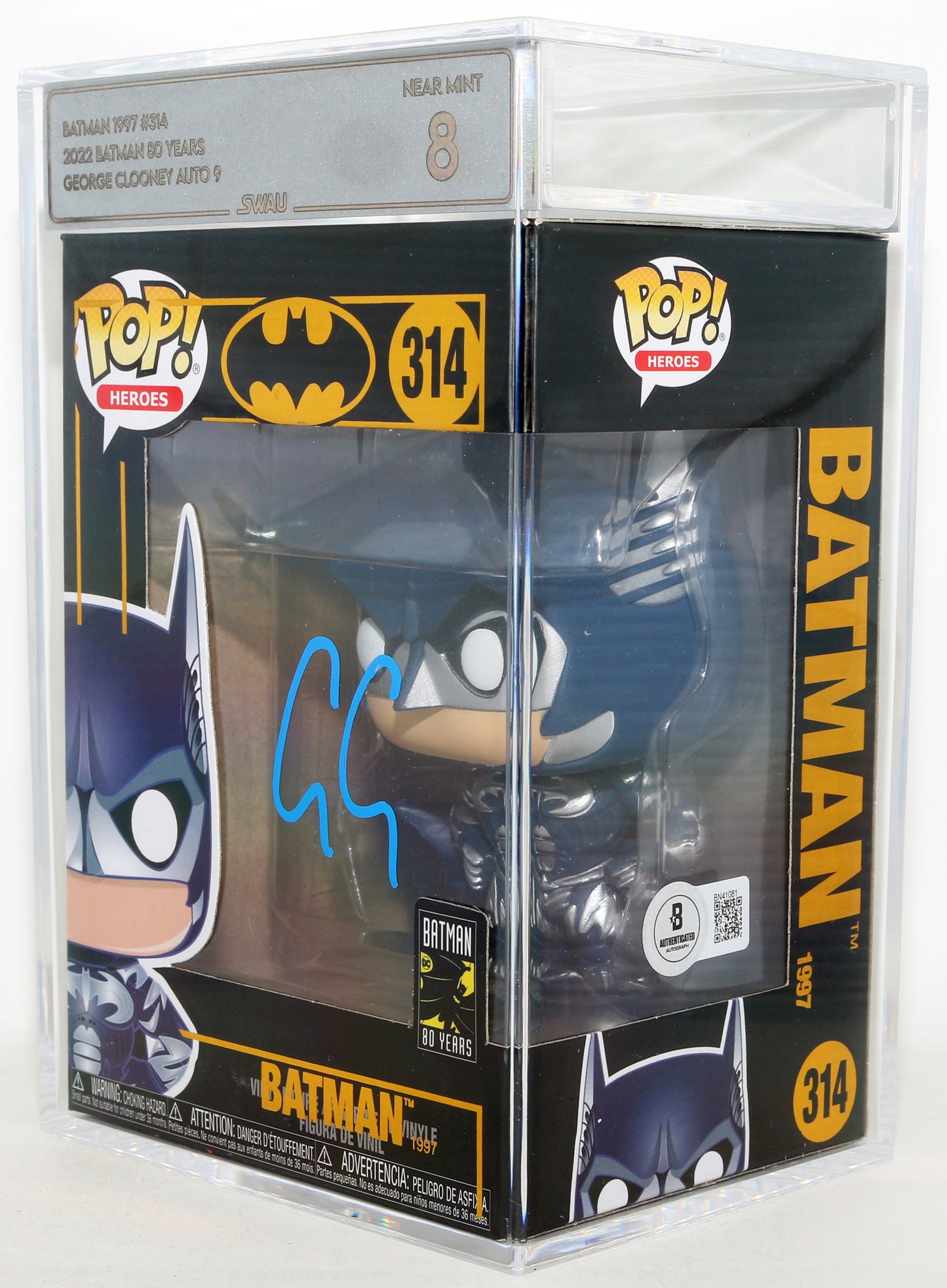 
                  
                    George Clooney as Batman in Batman & Robin (SWAU Encapsulated Grade 8 / Auto 9) Signed Funko POP! #314
                  
                
