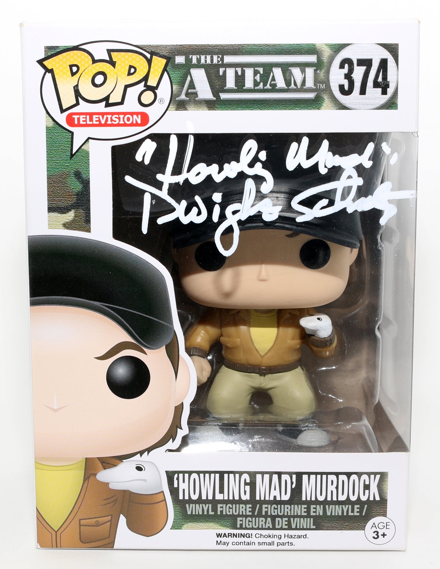 
                  
                    Dwight Schultz as Howling Mad Murdock in The A-Team Signed Funko POP! #374 with Character Name
                  
                