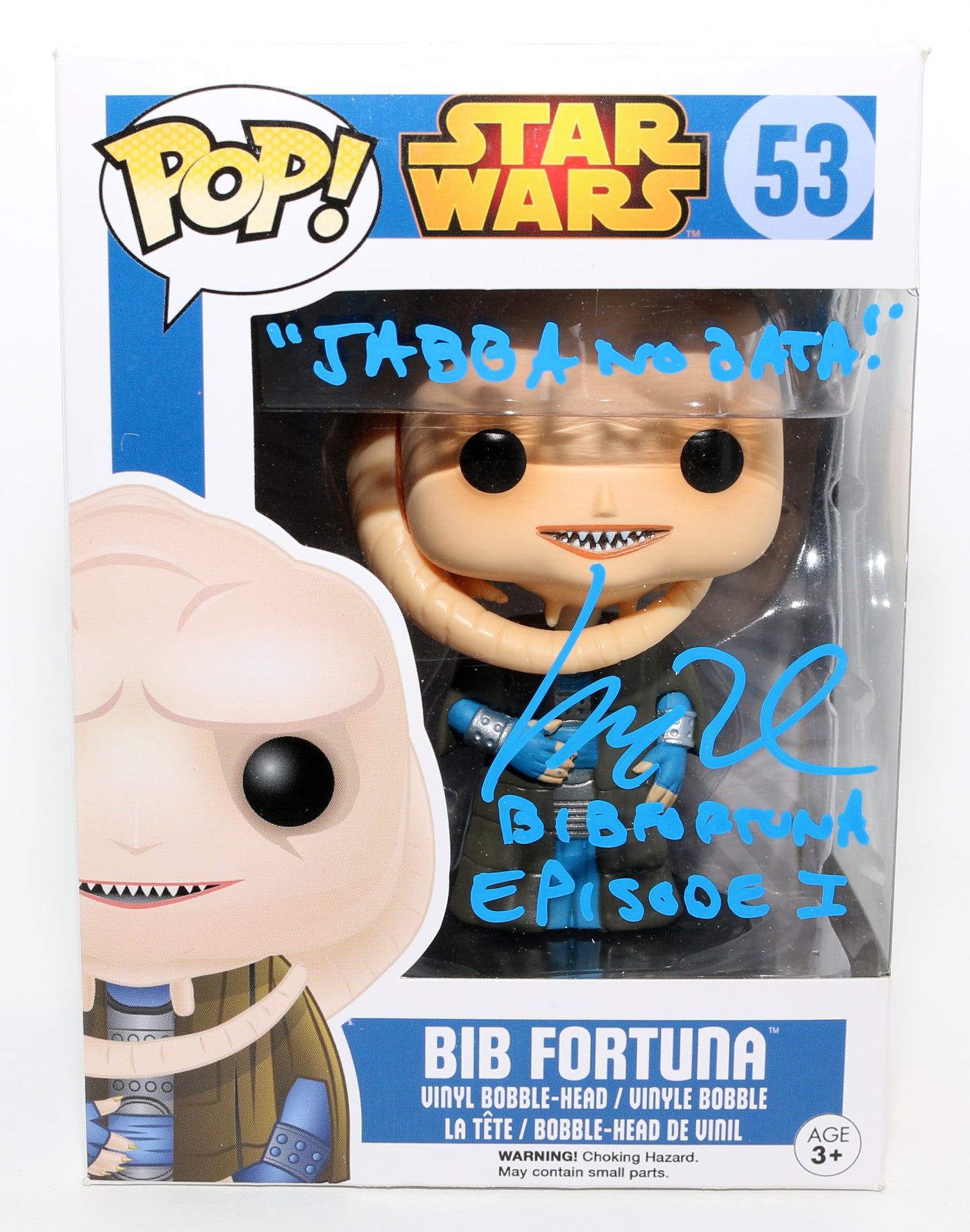 
                  
                    Matthew Wood as Bib Fortuna in Star Wars Episode I: The Phantom Menace (Star Wars Topps Authentics) Signed Funko POP! #53 with Character Name & Quote
                  
                