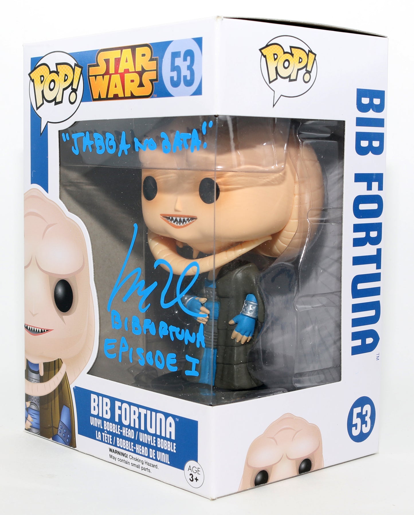 
                  
                    Matthew Wood as Bib Fortuna in Star Wars Episode I: The Phantom Menace (Star Wars Topps Authentics) Signed Funko POP! #53 with Character Name & Quote
                  
                
