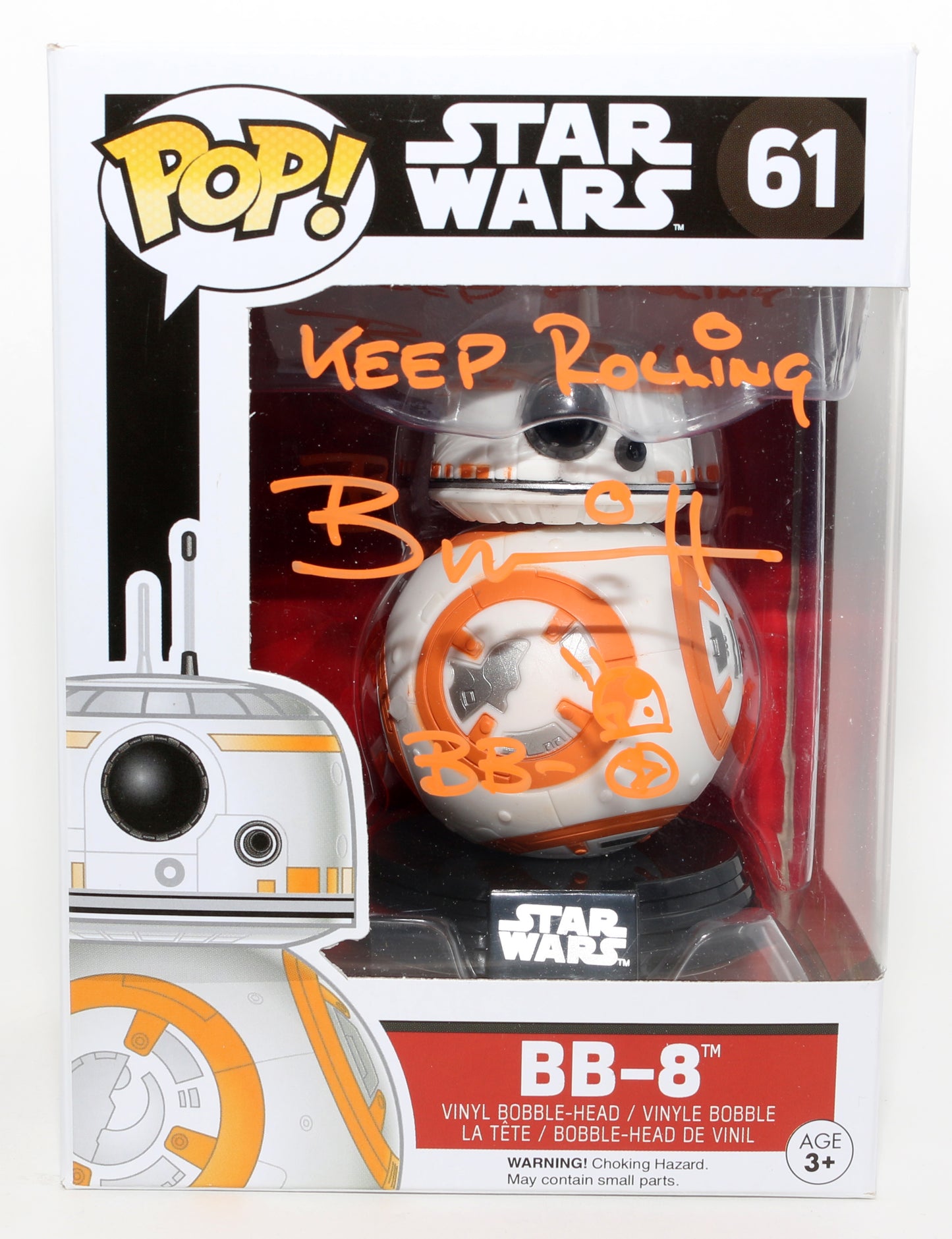 
                  
                    Brian Herring as BB-8 in Star Wars: The Force Awakens Signed Funko POP! #61 with Character Name & Quote
                  
                