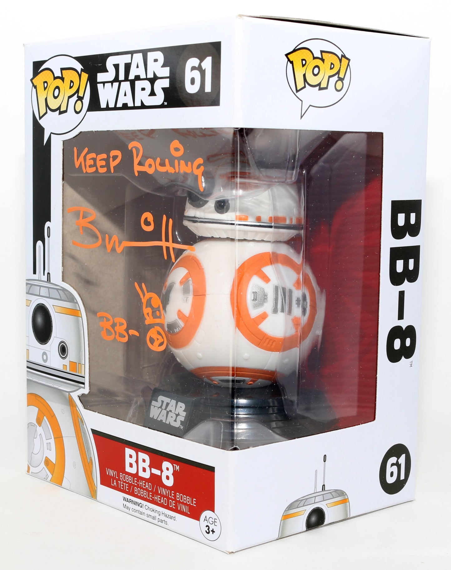 
                  
                    Brian Herring as BB-8 in Star Wars: The Force Awakens Signed Funko POP! #61 with Character Name & Quote
                  
                