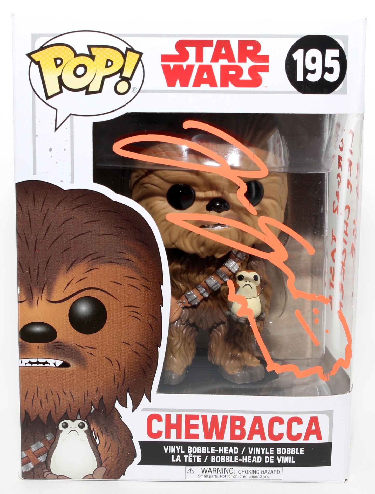 
                  
                    Joonas Suotamo as Chewbacca in Star Wars: The Last Jedi Signed Funko POP! #195 with Quote
                  
                