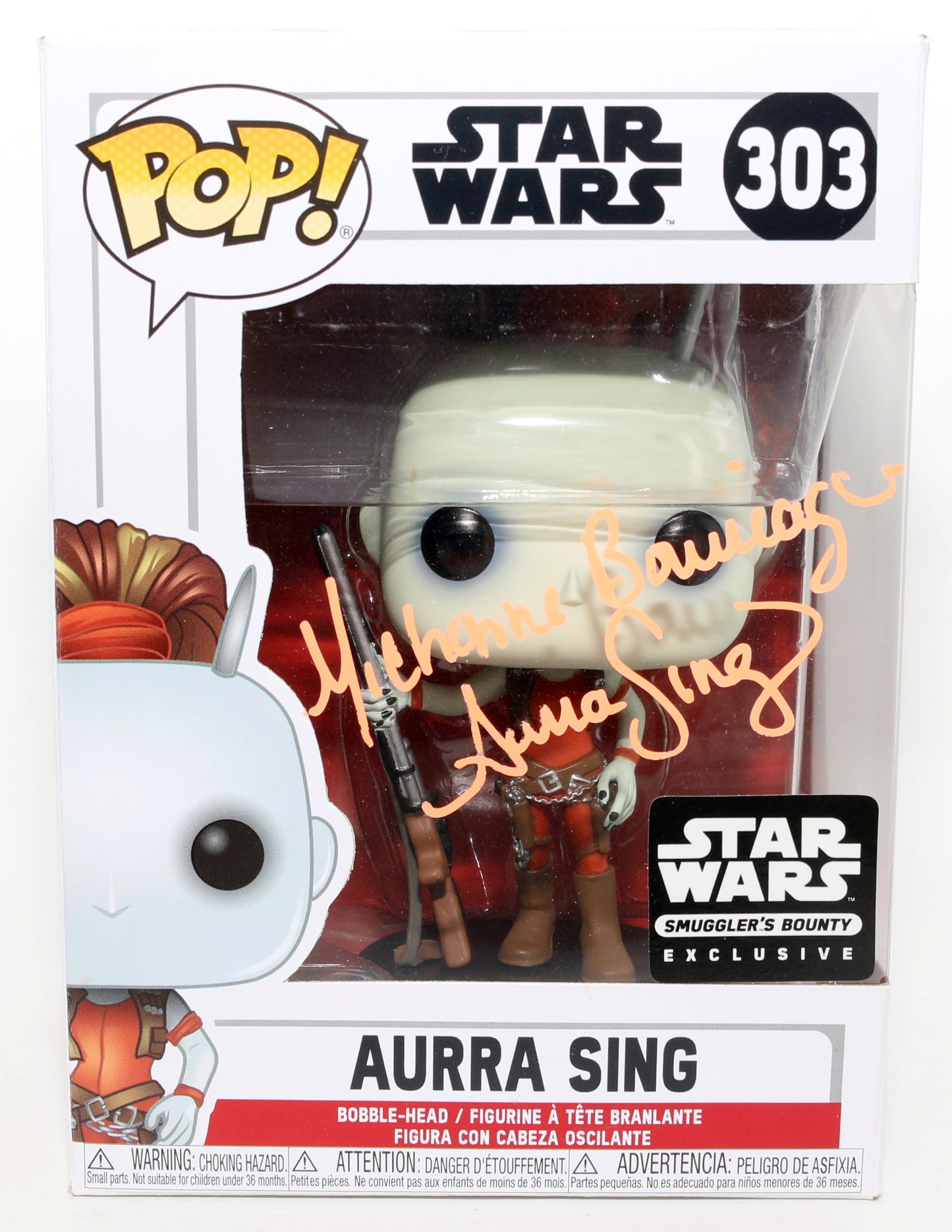 
                  
                    Michonne Bourriague as Aurra Sing in Star Wars Episode II: Attack of the Clones Smuggler's Bounty Exclusive Signed Funko POP! #303 with Character Name
                  
                