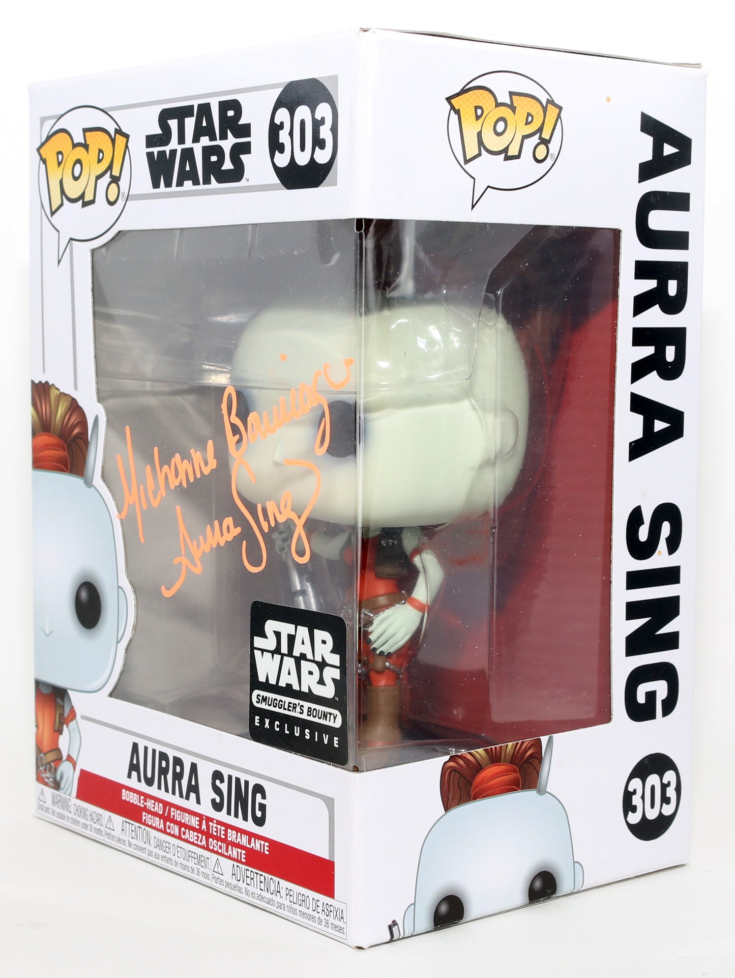 
                  
                    Michonne Bourriague as Aurra Sing in Star Wars Episode II: Attack of the Clones Smuggler's Bounty Exclusive Signed Funko POP! #303 with Character Name
                  
                