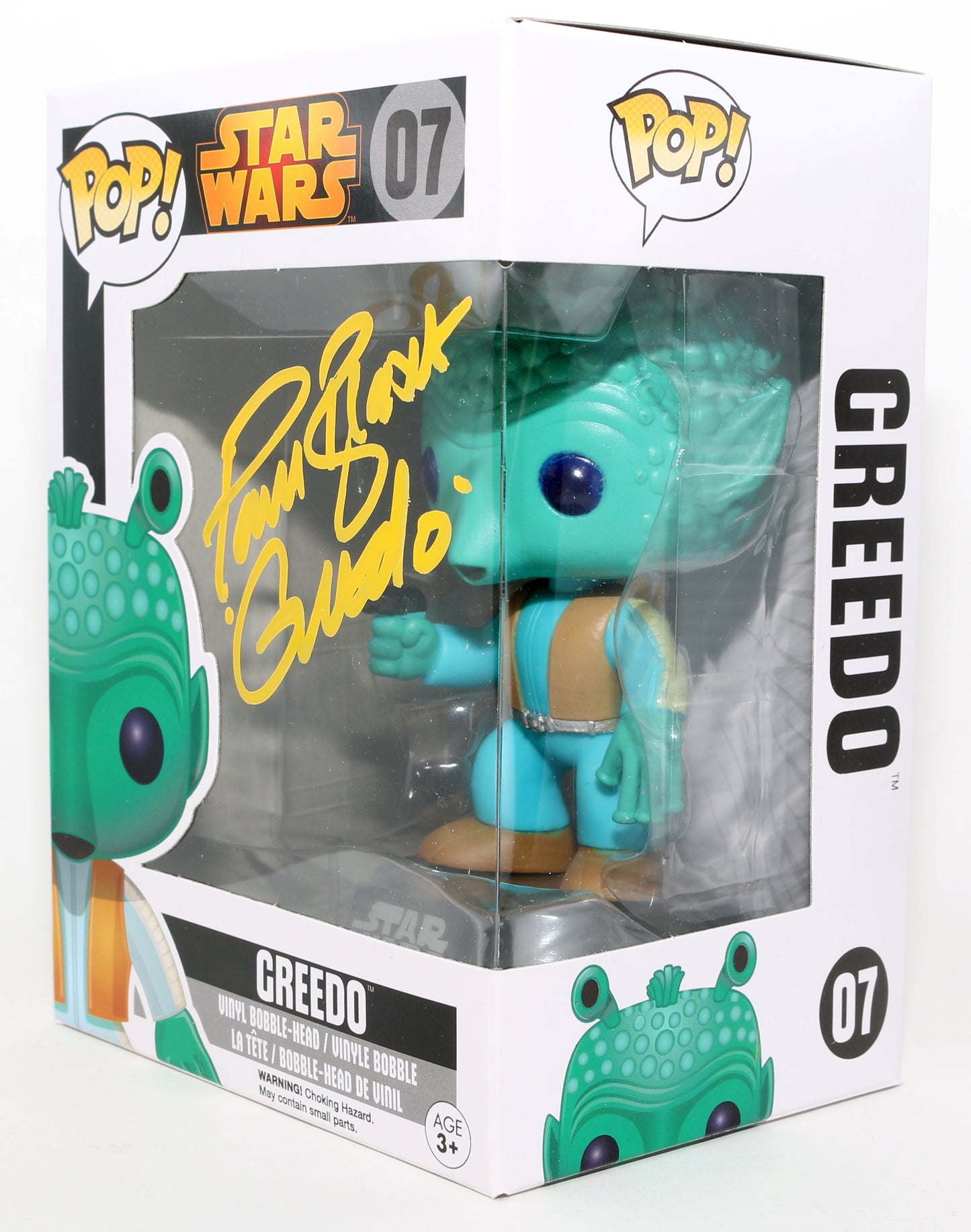 
                  
                    Paul Blake as Greedo in Star Wars: A New Hope (Star Wars Topps Authentics) Signed Funko POP! #07 with Character Name
                  
                