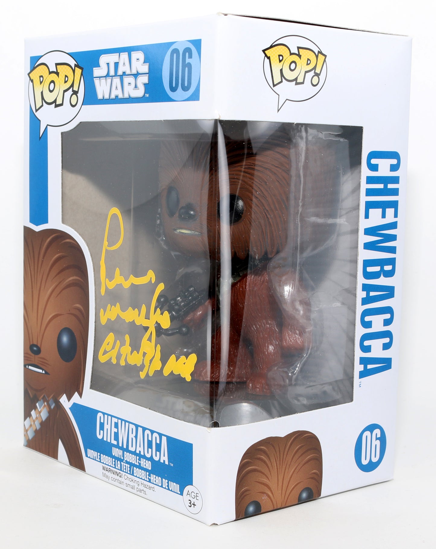 
                  
                    Peter Mayhew as Chewbacca in Star Wars (Star Wars Topps Authentics) Signed Funko POP! #06 with Character Name
                  
                