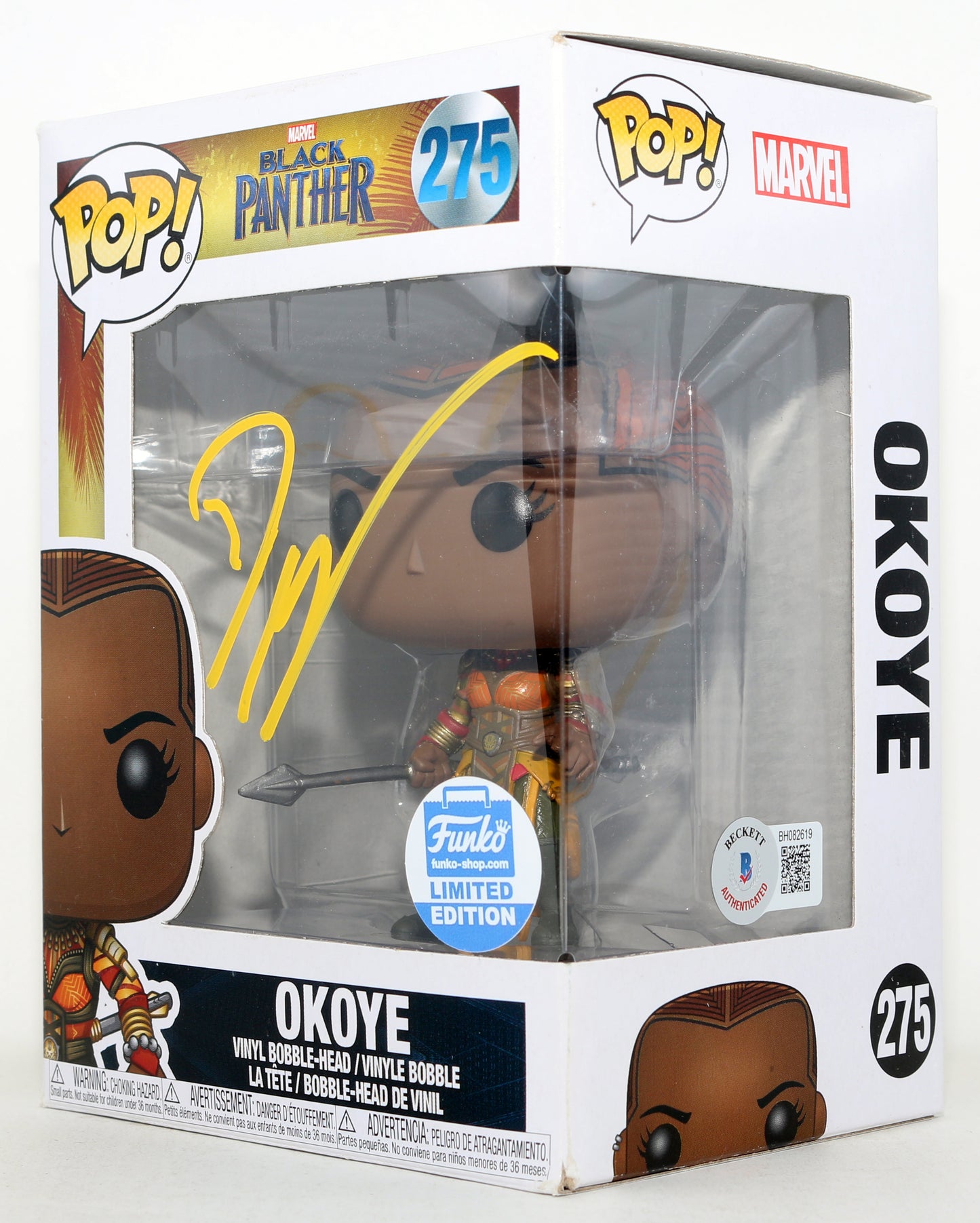 
                  
                    Danai Gurira as Okoye in Black Panther Funko Store Exclusive (Beckett) Signed Funko POP! #275
                  
                