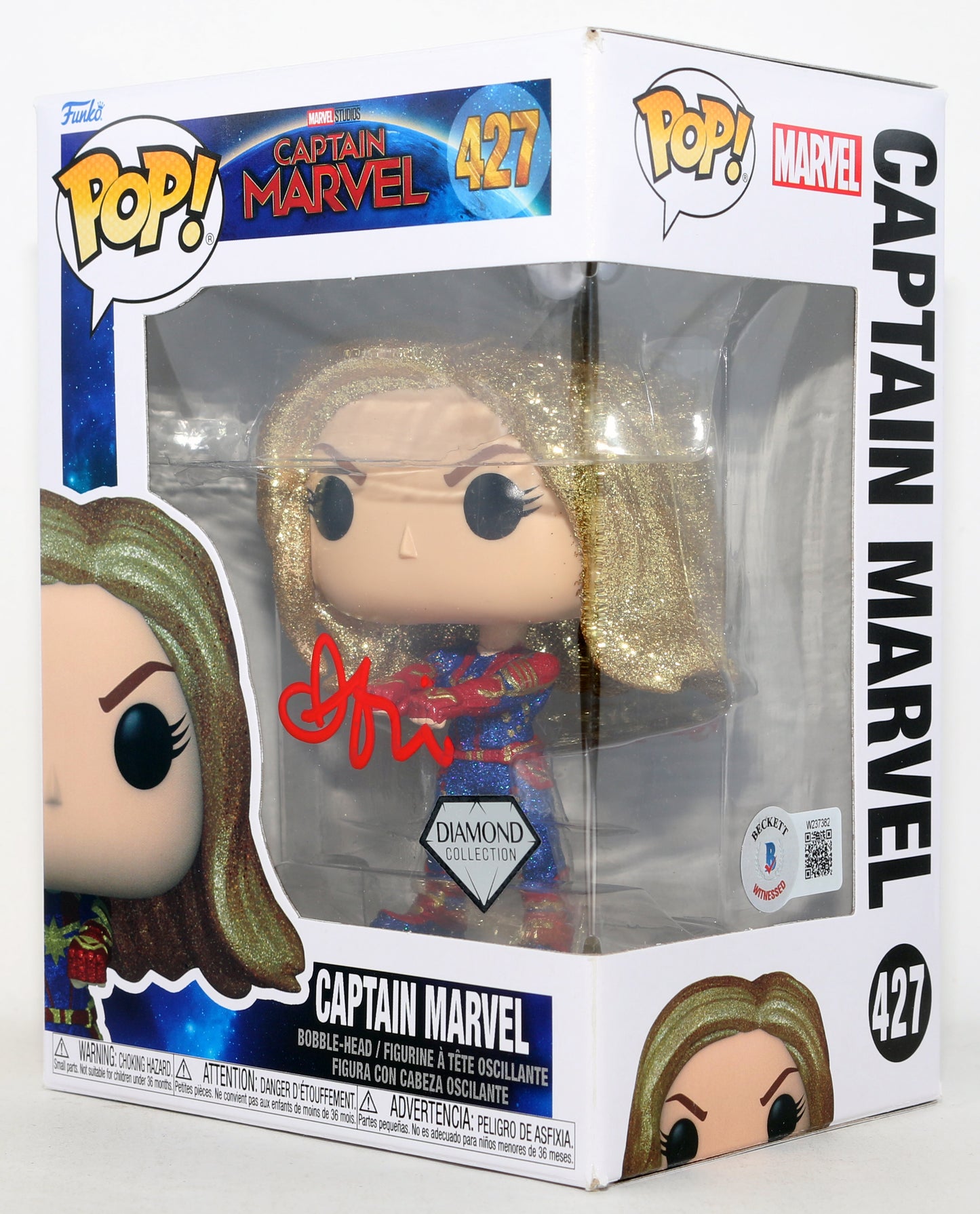 
                  
                    Brie Larson as Captain Marvel in Captain Marvel Diamond Collection (Beckett Witnessed) Signed Funko POP! #427
                  
                