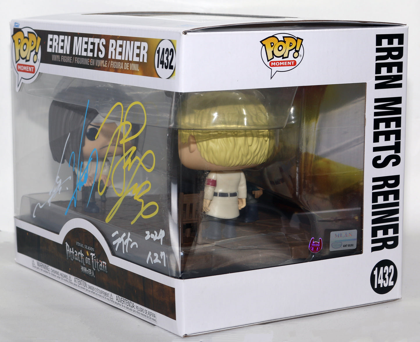 
                  
                    Yuki Kaji as Eren Yeager, Natsuki Hanae as Falco Grice, & Yoshimasa Hosoya as Reiner Braun in Attack on Titan Hot Topic Exclusive Signed Funko POP! #1432
                  
                